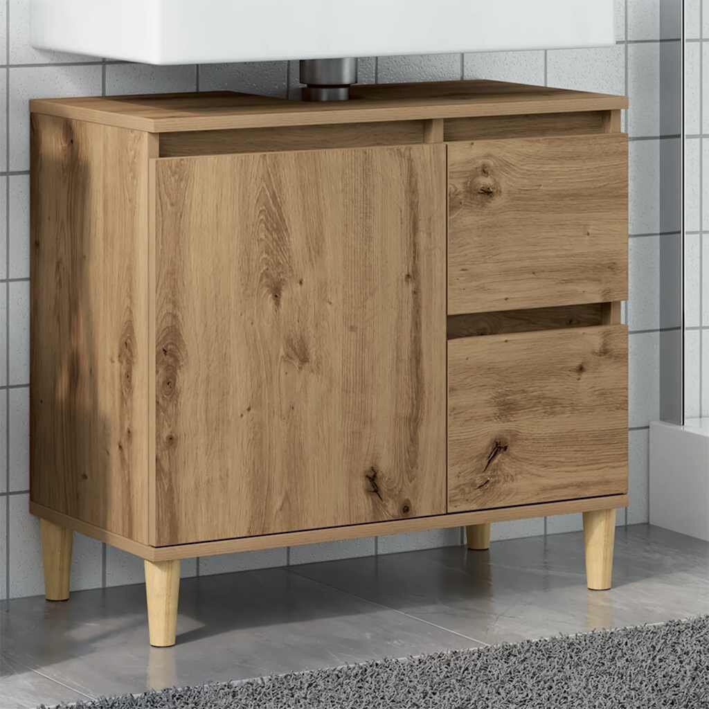 vidaXL Шкаф за мивка дъб артизан 65x33x60 см инженерно дърво