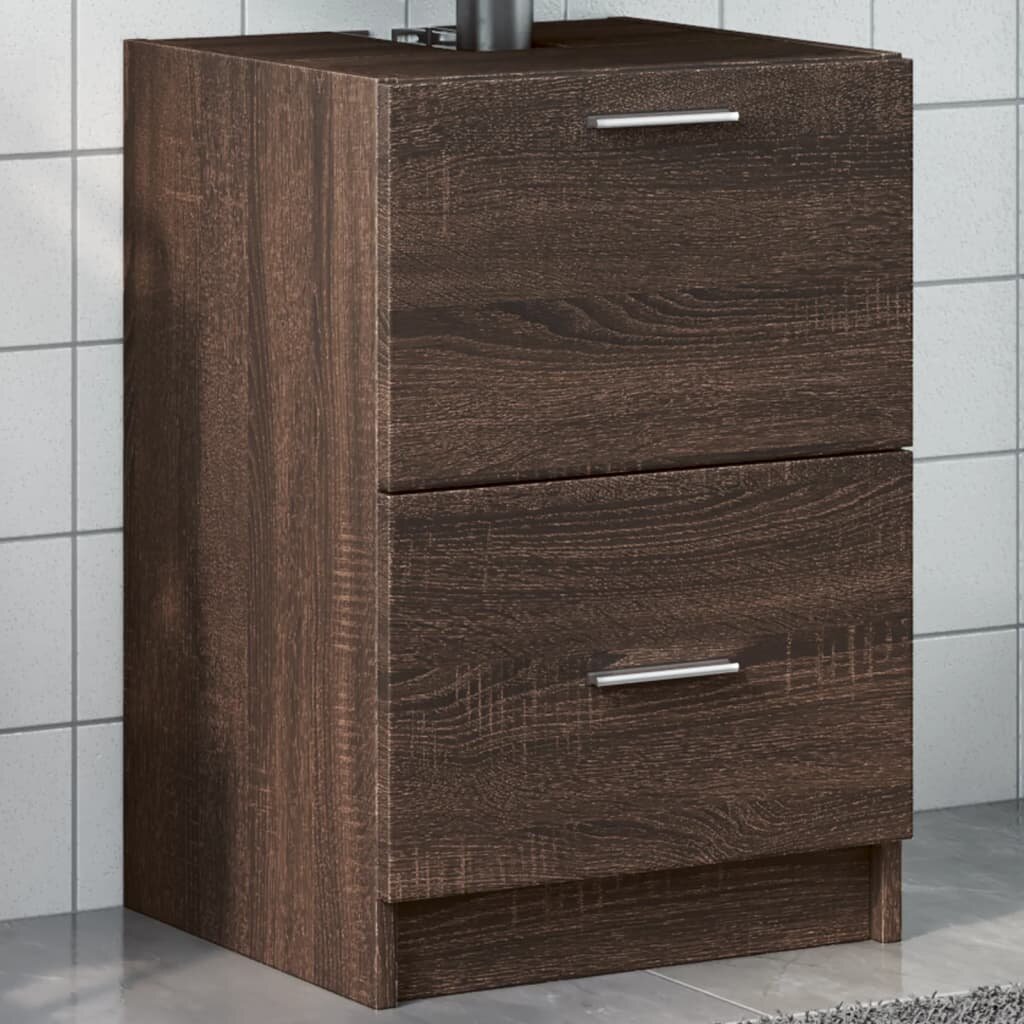 vidaXL Шкаф за мивка кафяв дъб 40x37x59 см инженерно дърво