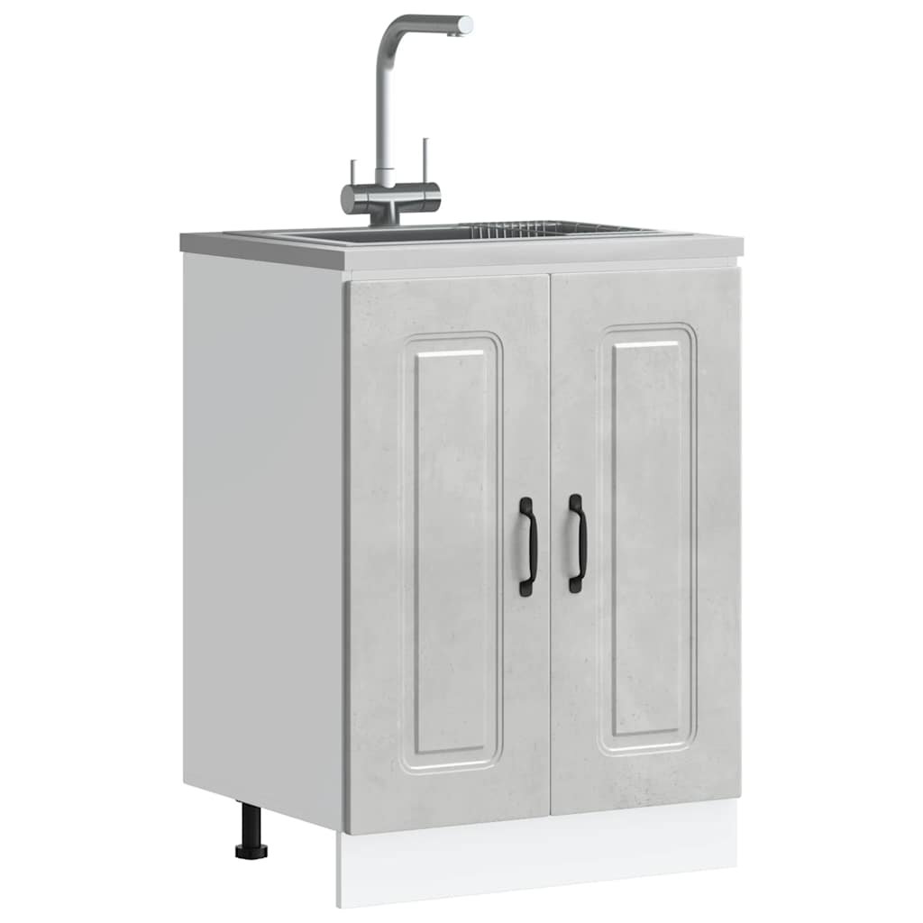 vidaXL Шкаф за мивка Kalmar бетонно сив 60x46x815см инженерно дърво