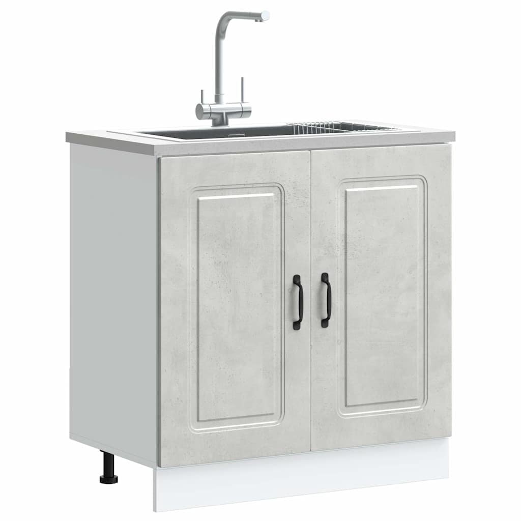 vidaXL Шкаф за мивка Kalmar бетонно сив 80x46x815см инженерно дърво
