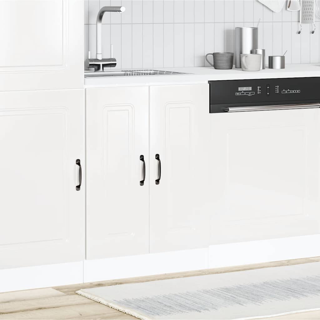 vidaXL Шкаф за мивка Kalmar бял гланц 60x46x815см инженерно дърво
