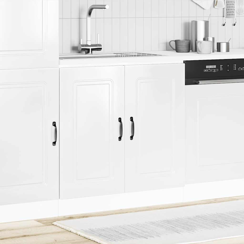 vidaXL Шкаф за мивка Kalmar бял гланц 80x46x815см инженерно дърво