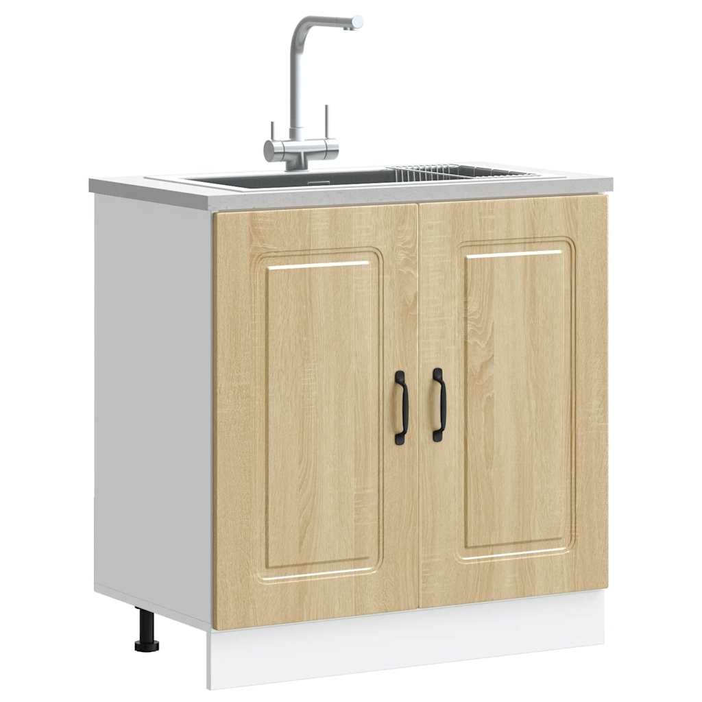 vidaXL Шкаф за мивка Kalmar дъб сонома 80x46x815см инженерно дърво