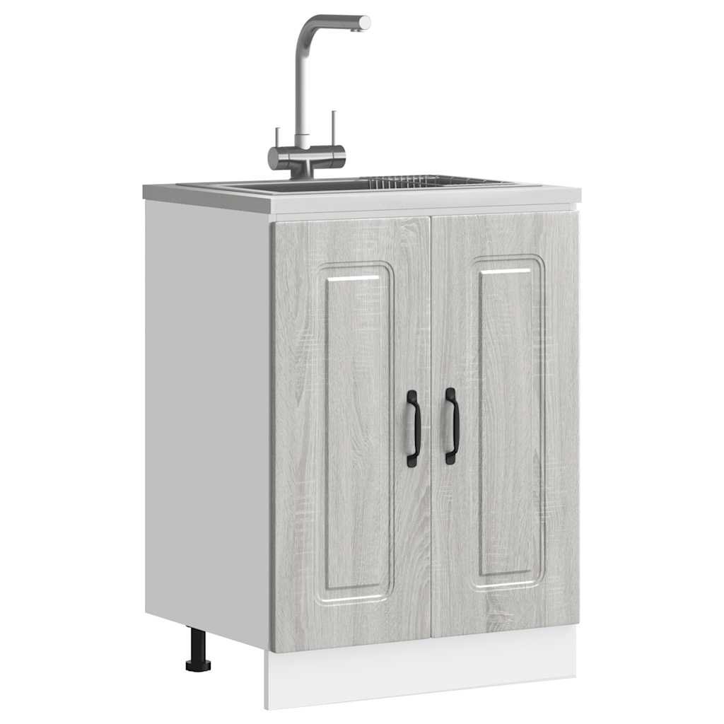 vidaXL Шкаф за мивка Kalmar сив сонома 60x46x815см инженерно дърво