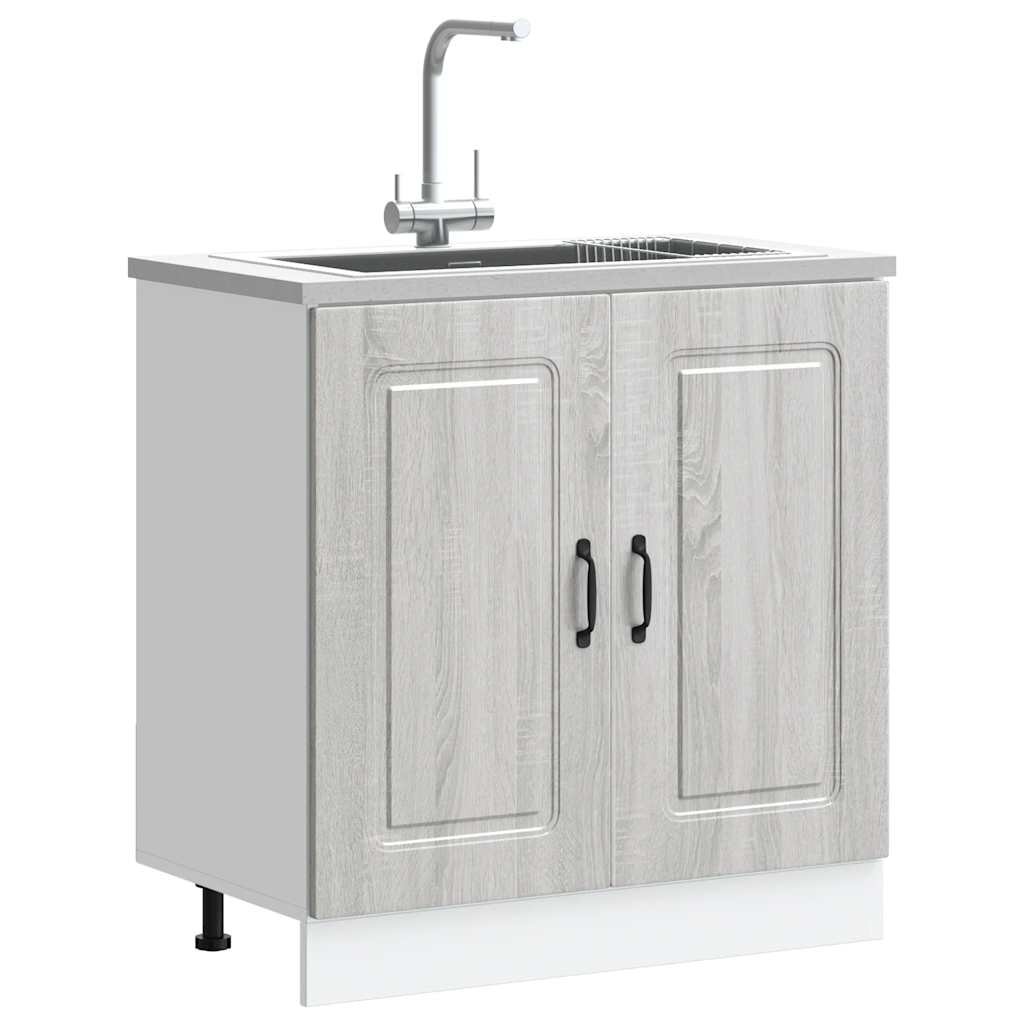 vidaXL Шкаф за мивка Kalmar сив сонома 80x46x815см инженерно дърво