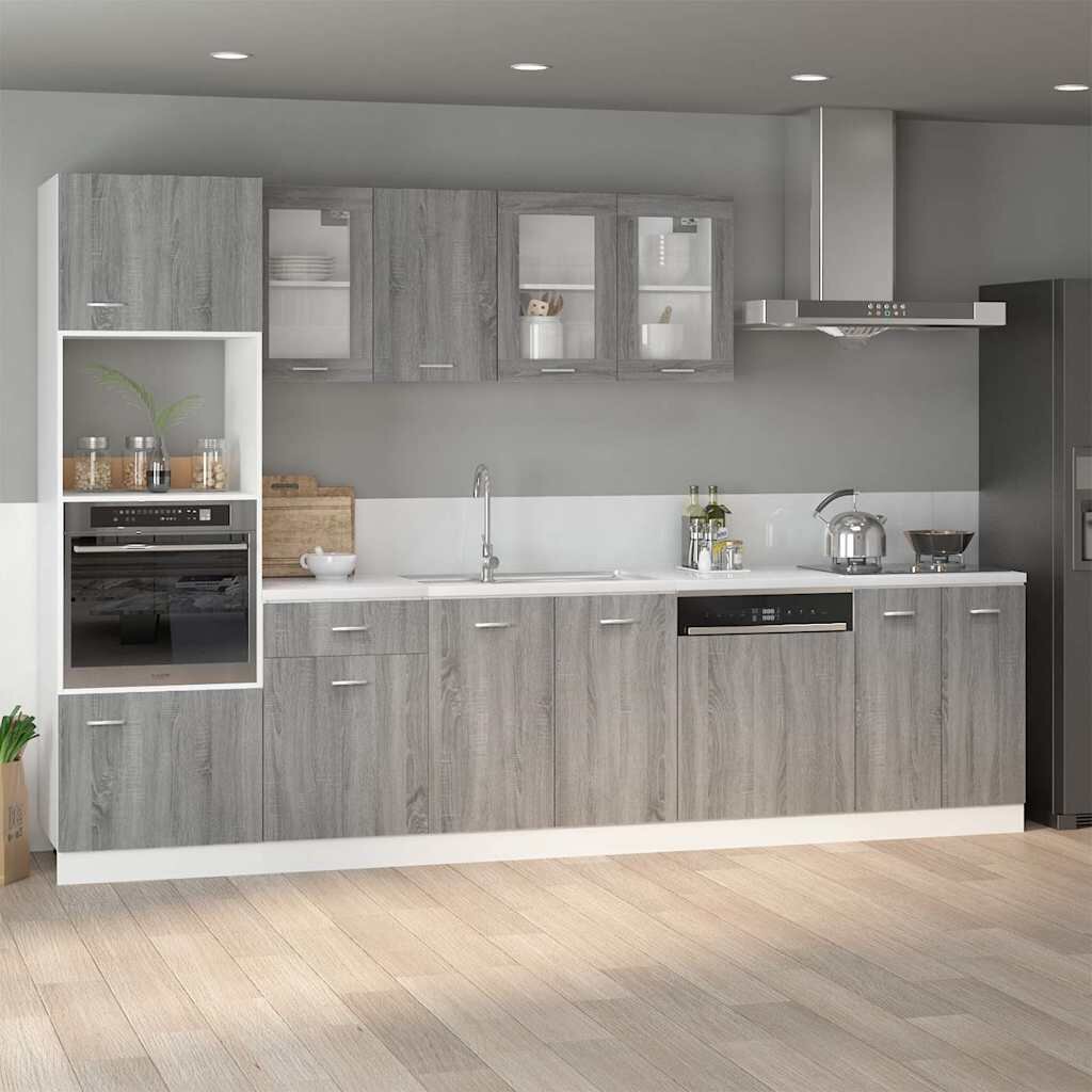 vidaXL Шкаф за мивка "Lyon" сив цвят сонома 80x46x815 см инженерно дърво