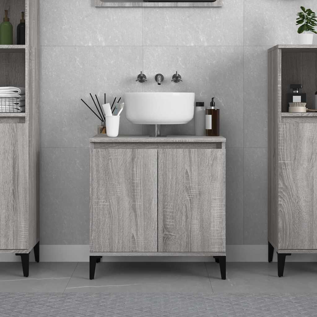 vidaXL Шкаф за мивка сив сонома 58x33x60 см инженерно дърво