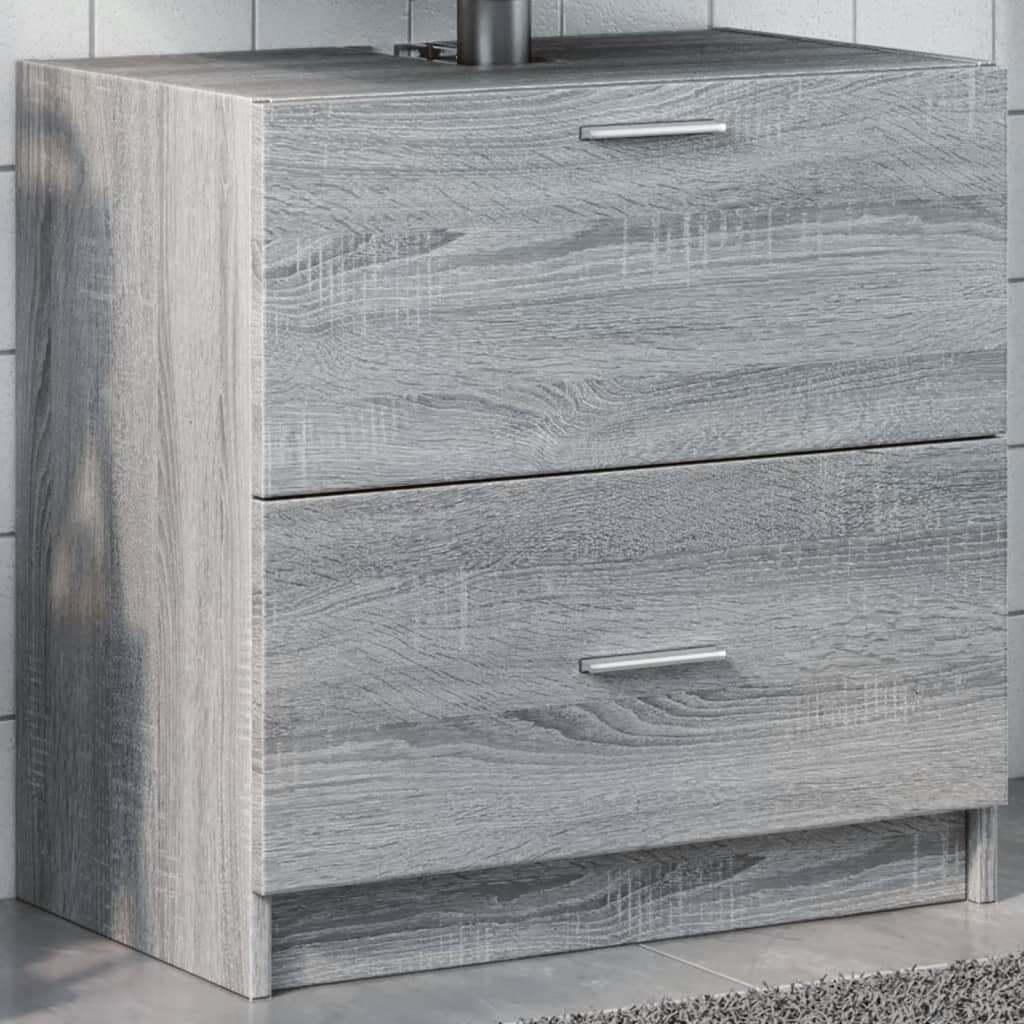 vidaXL Шкаф за мивка сив сонома 59x37x59 см инженерно дърво