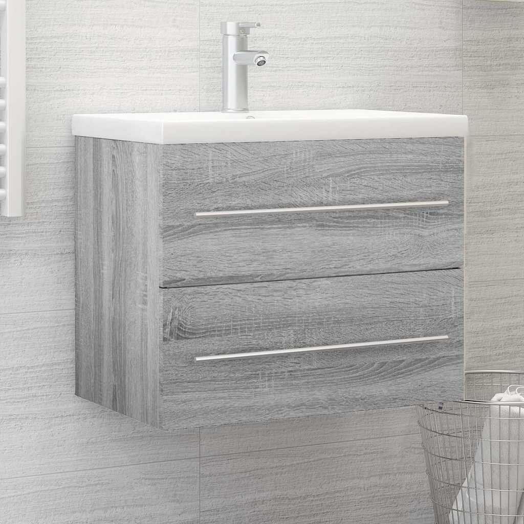 vidaXL Шкаф за мивка сив сонома 60x385x48 см инженерно дърво