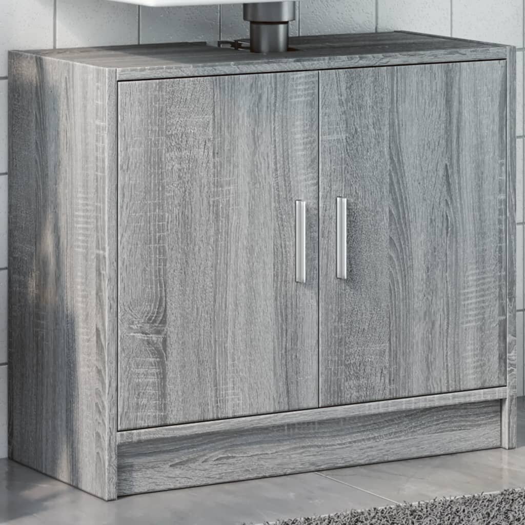 vidaXL Шкаф за мивка сив сонома 63x29x55 см инженерно дърво