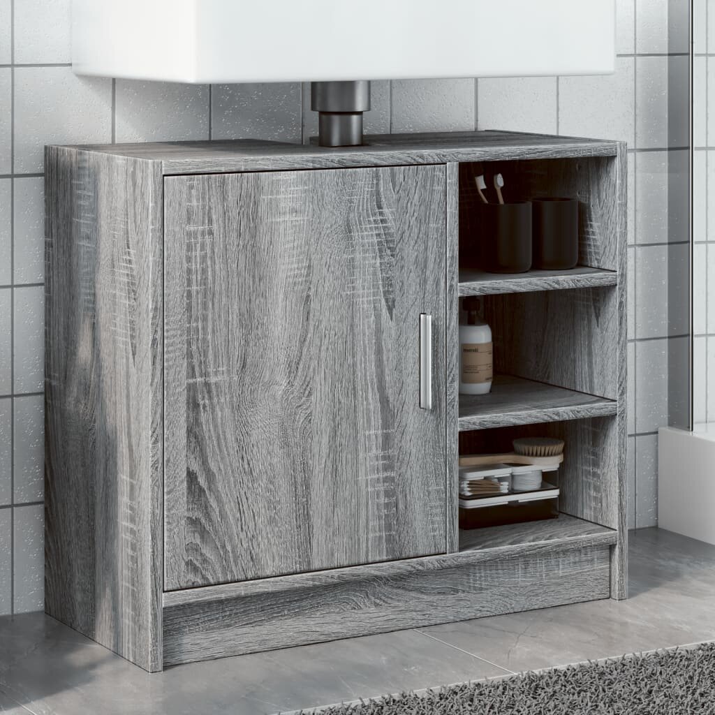 vidaXL Шкаф за мивка сив сонома 63x29x55 см инженерно дърво