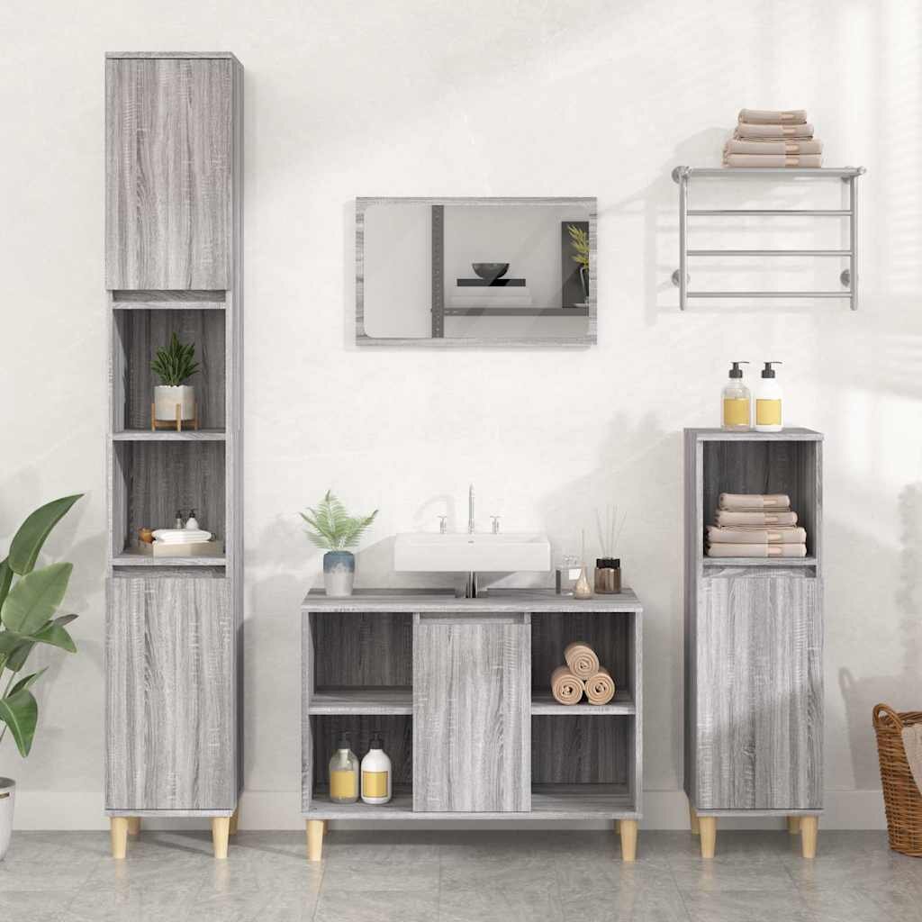 vidaXL Шкаф за мивка сив сонома 80x33x60 см инженерно дърво