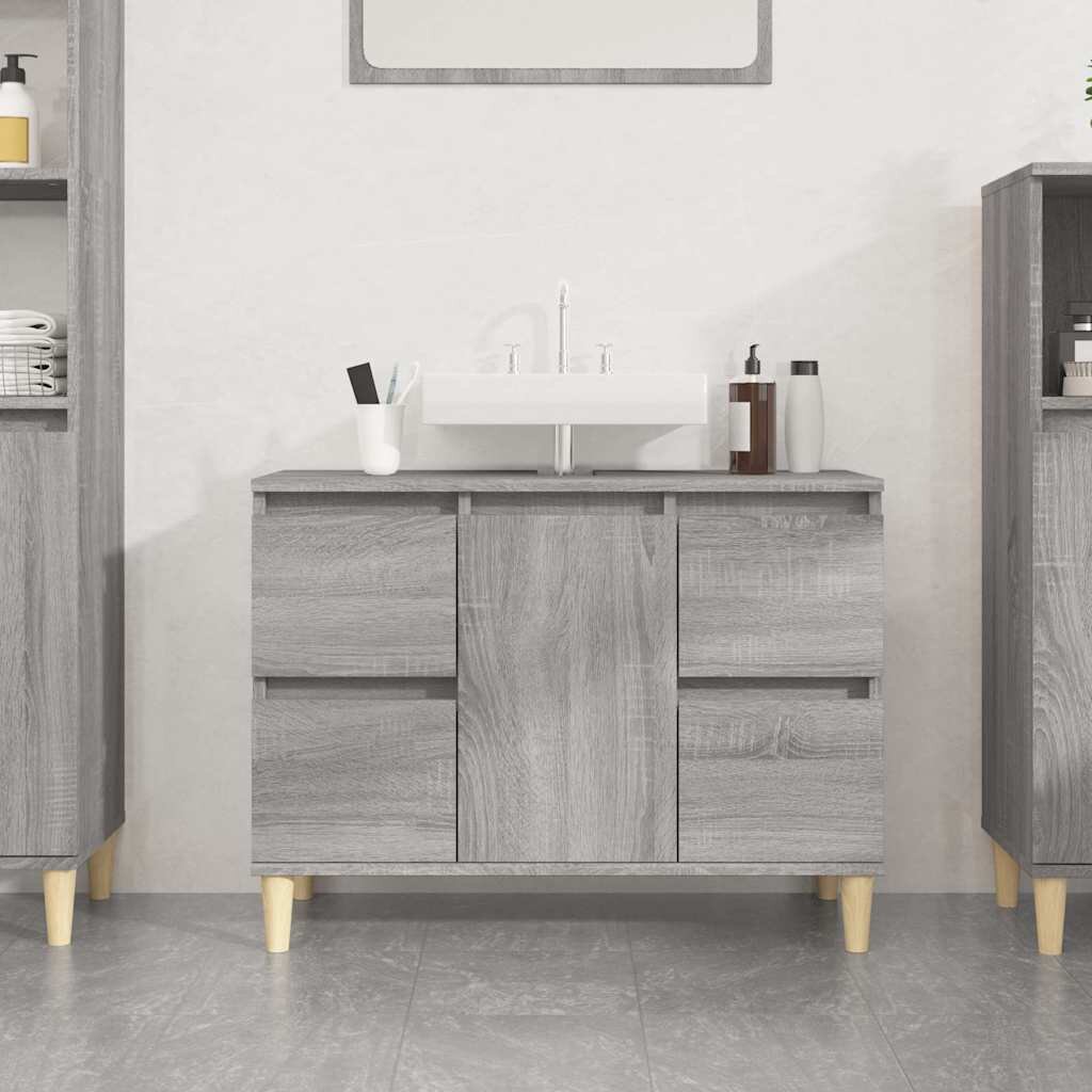 vidaXL Шкаф за мивка сив сонома 80x33x60 см инженерно дърво