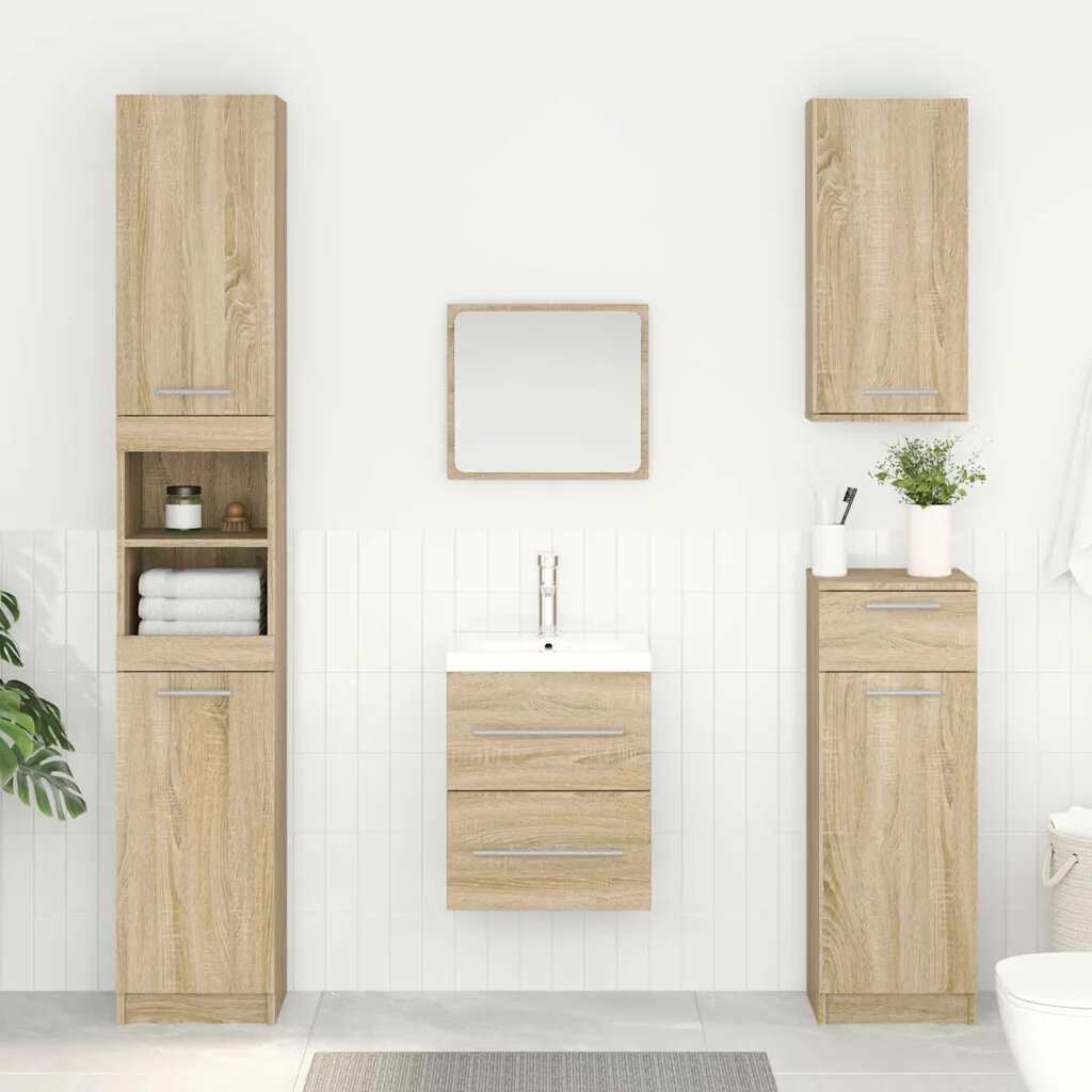 vidaXL Шкаф за мивка Сонома дъб 385 x 41 x 48 см Инженерна дървесина