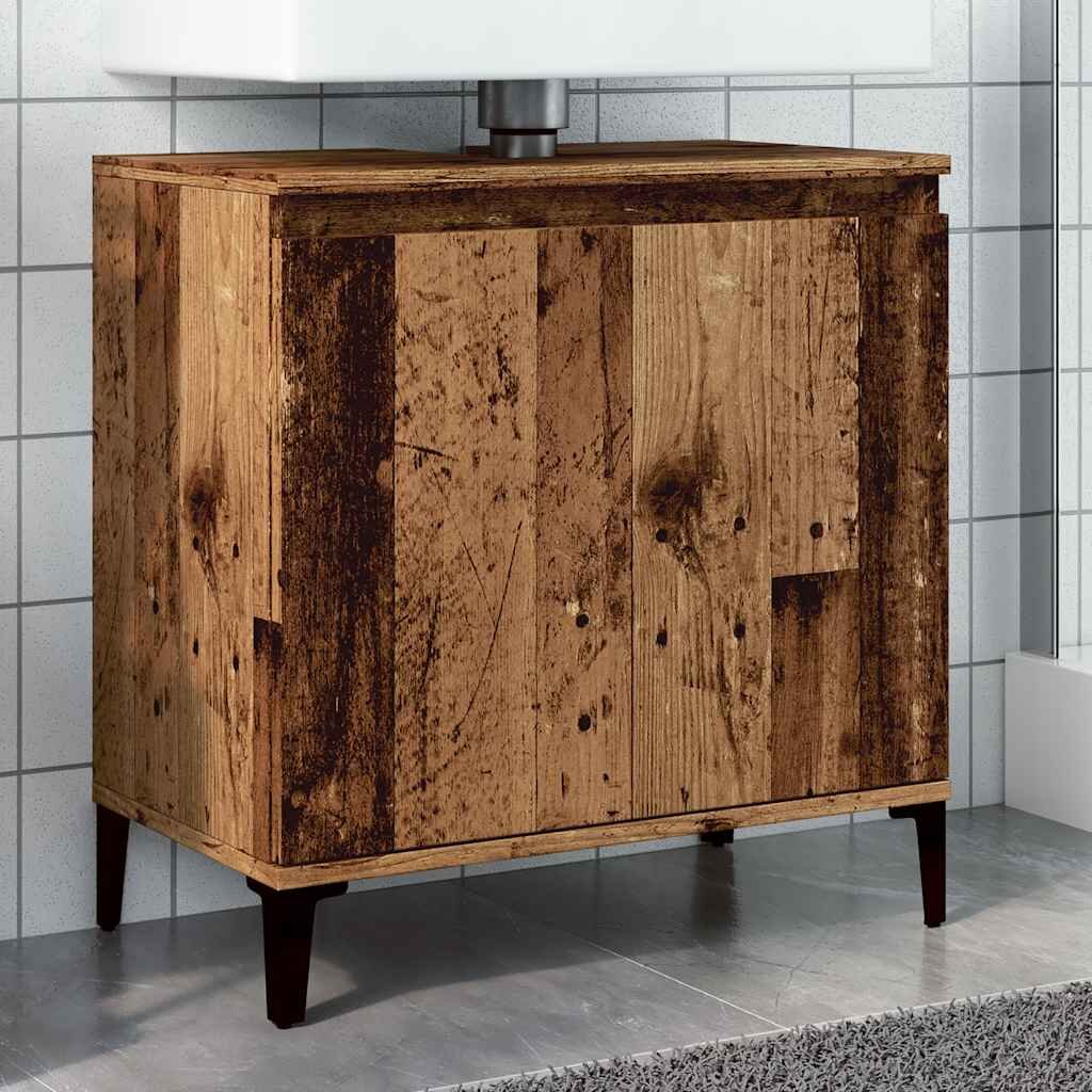 vidaXL Шкаф за мивка старо дърво 58x33x60 см инженерно дърво