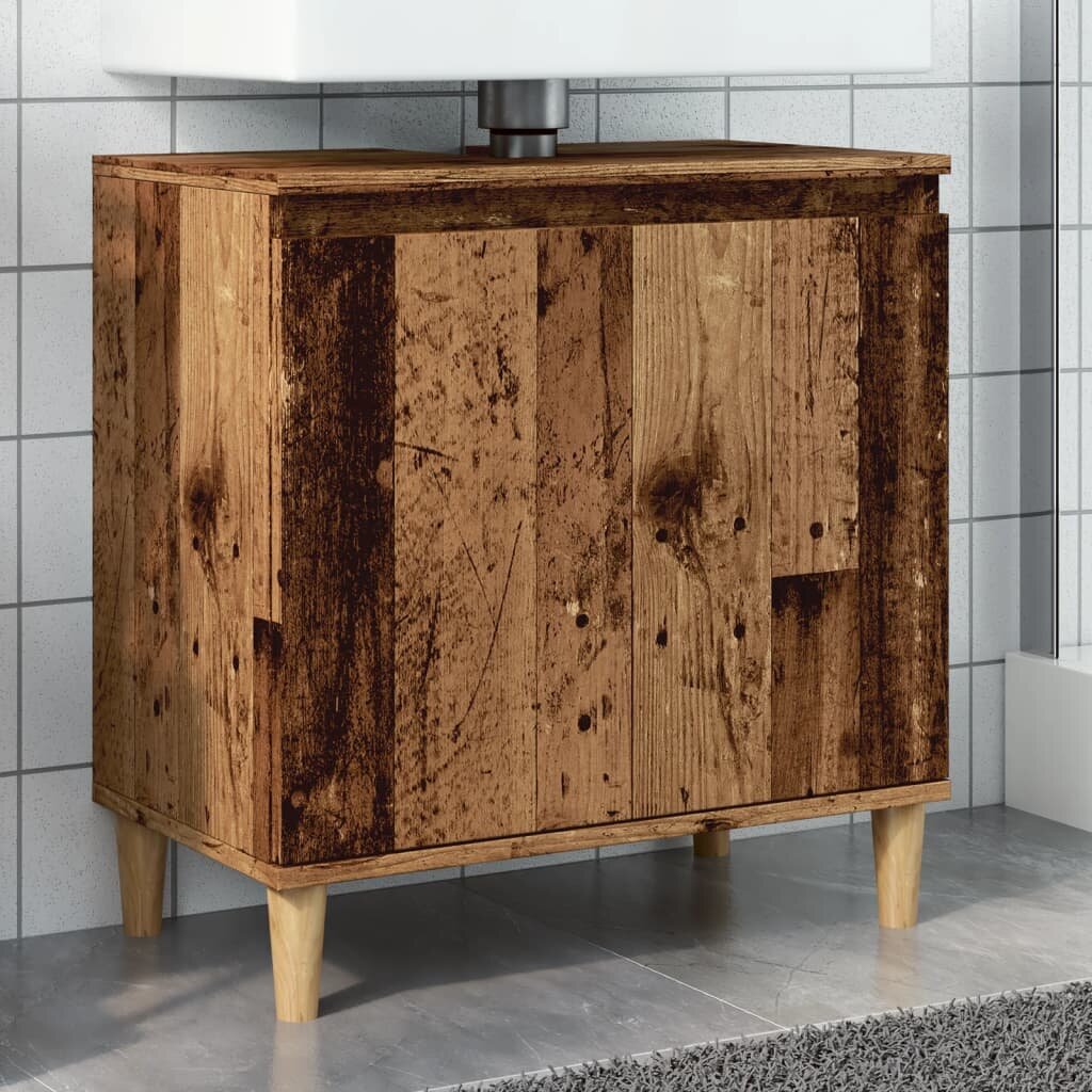 vidaXL Шкаф за мивка старо дърво 58x33x60 см инженерно дърво
