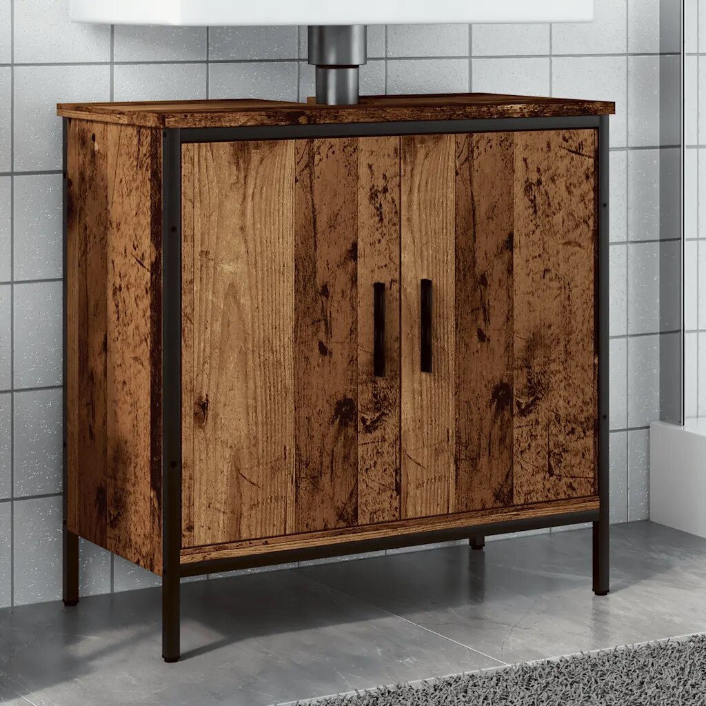 vidaXL Шкаф за мивка старо дърво 60x30x60 см инженерно дърво