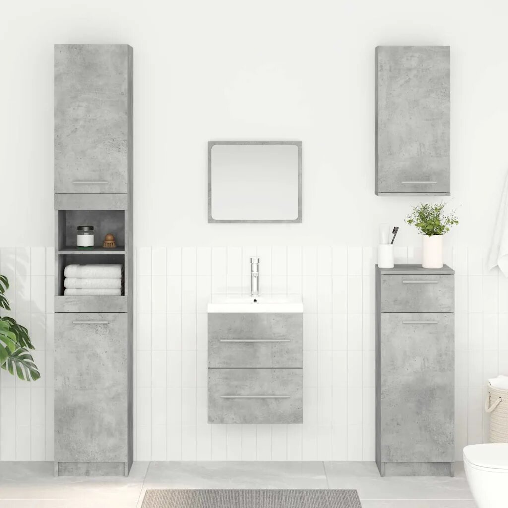 vidaXL Шкаф за мивка Циментено сиво 385 x 41 x 48 см