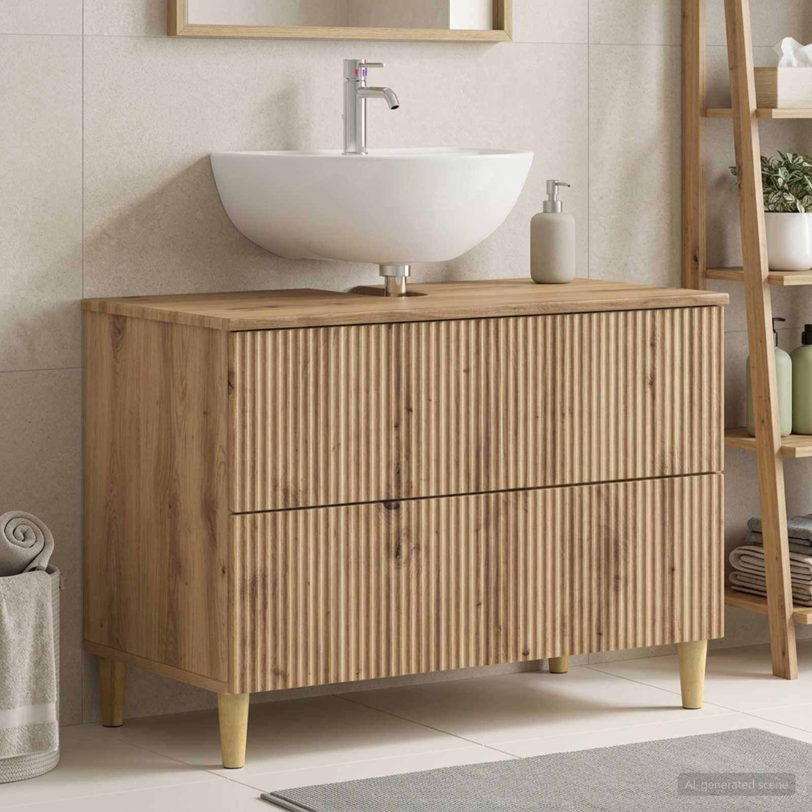 vidaXL Шкаф за мивка в баня ARNHEM Дъб артизан 82 x 41 x 59 см