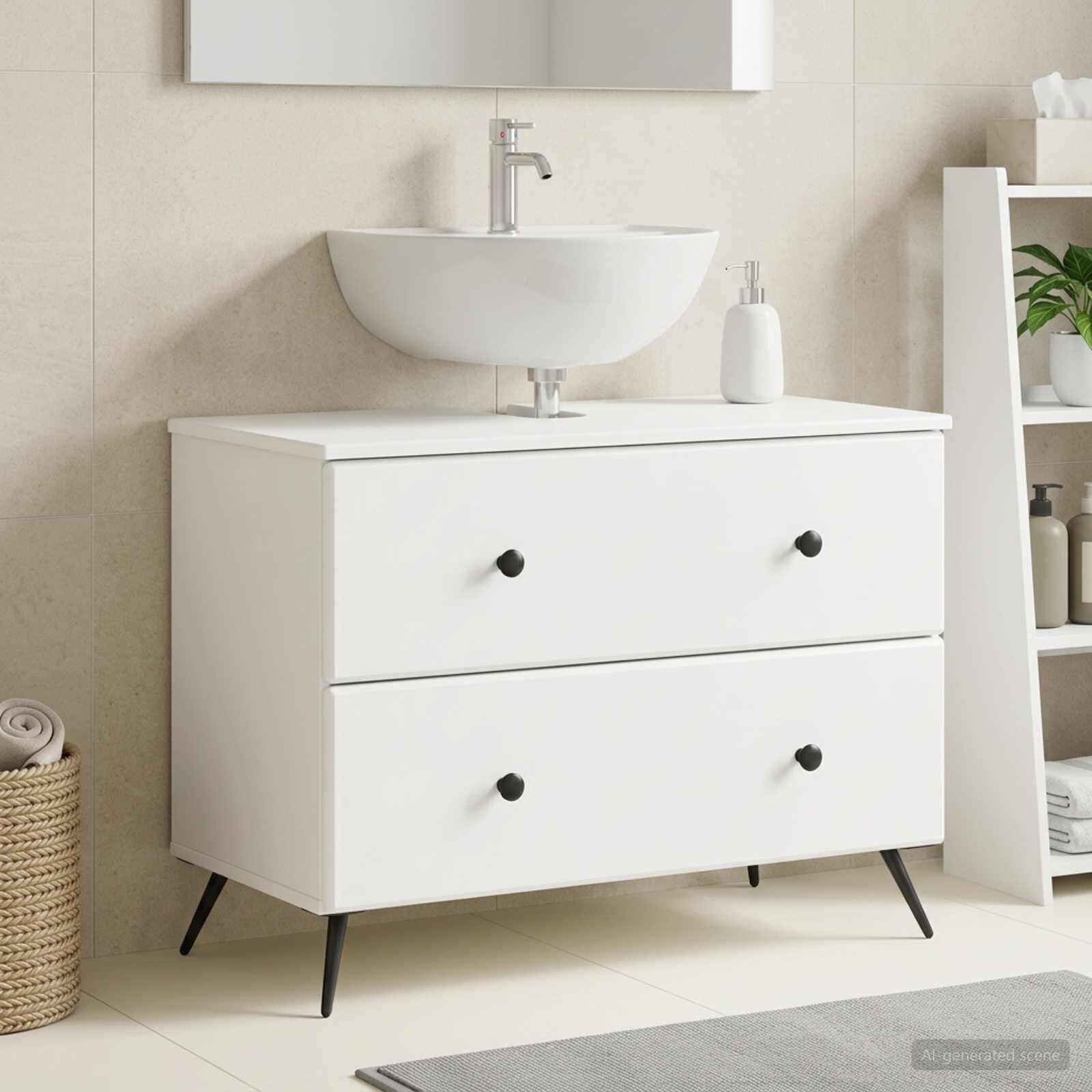 vidaXL Шкаф за мивка в баня BREDA Бяло 82 x 41 x 59 см