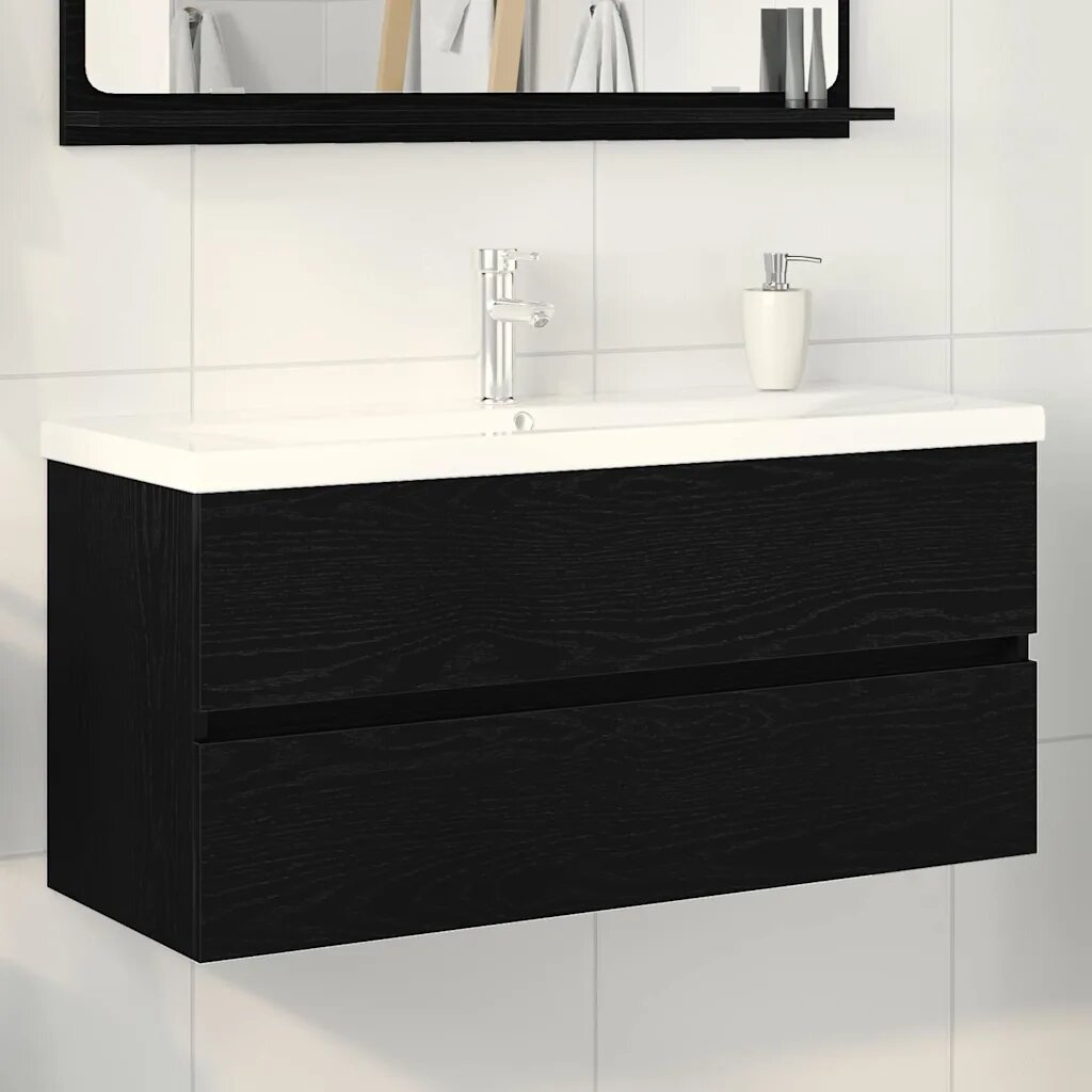 vidaXL Шкаф за мивка в баня Черния дъб 100 x 39 x 62 см