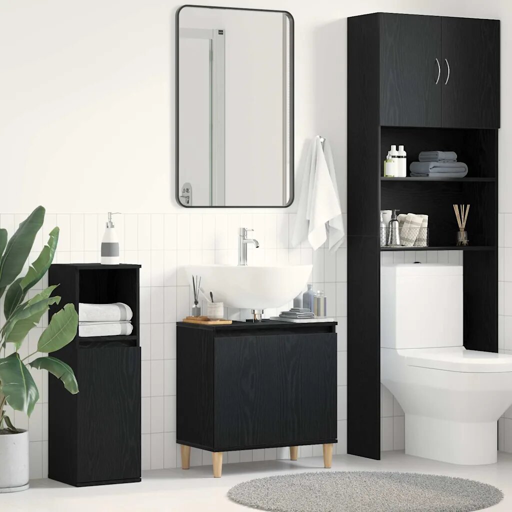 vidaXL Шкаф за мивка в баня Черния дъб 58 x 33 x 60 см