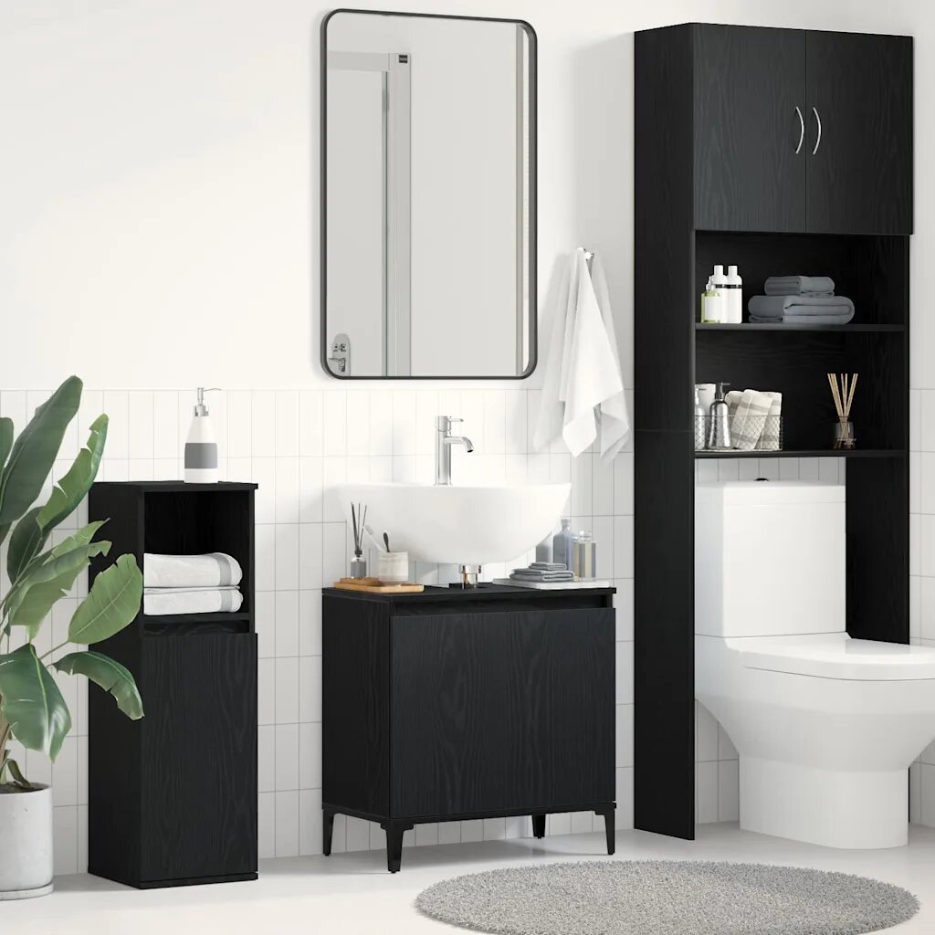 vidaXL Шкаф за мивка в баня Черния дъб 58 x 33 x 60 см
