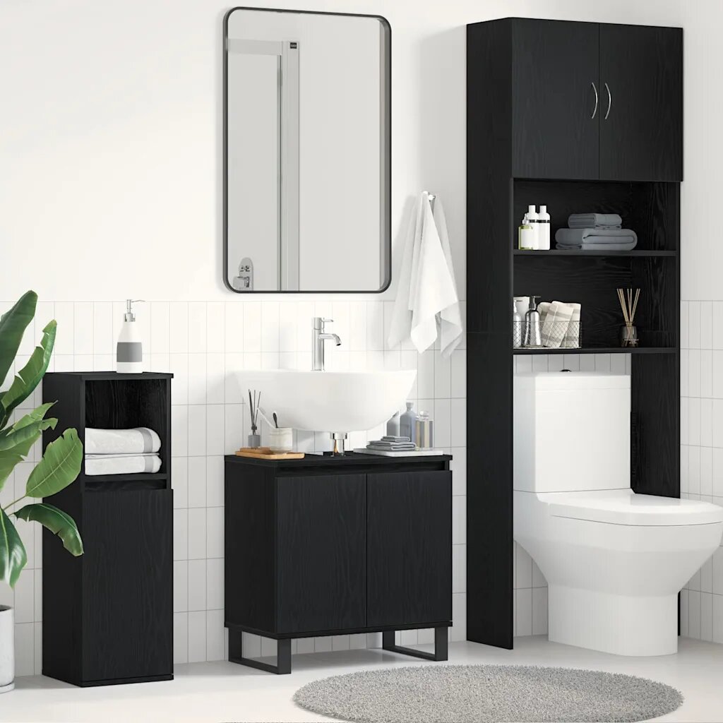 vidaXL Шкаф за мивка в баня Черния дъб 58 x 33 x 60 см