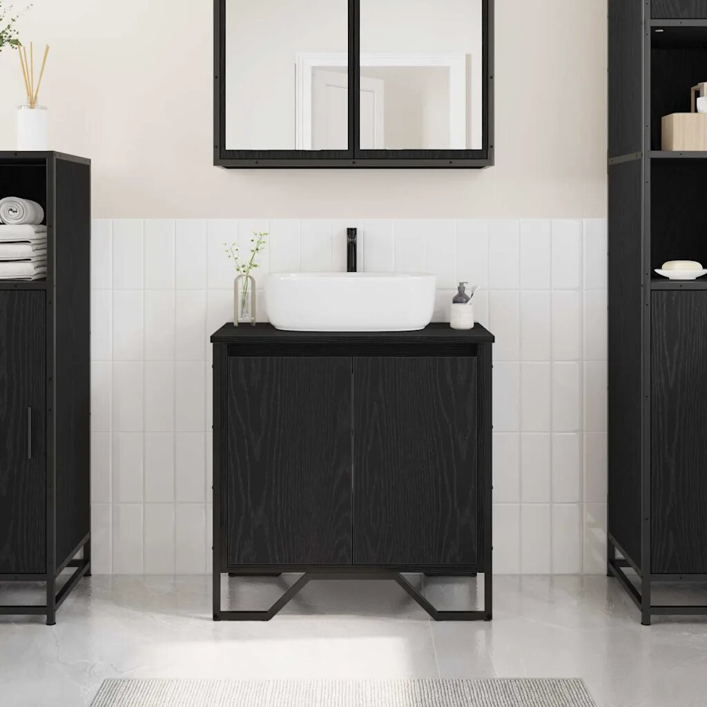 vidaXL Шкаф за мивка в баня Черния дъб 60 x 35 x 60 см