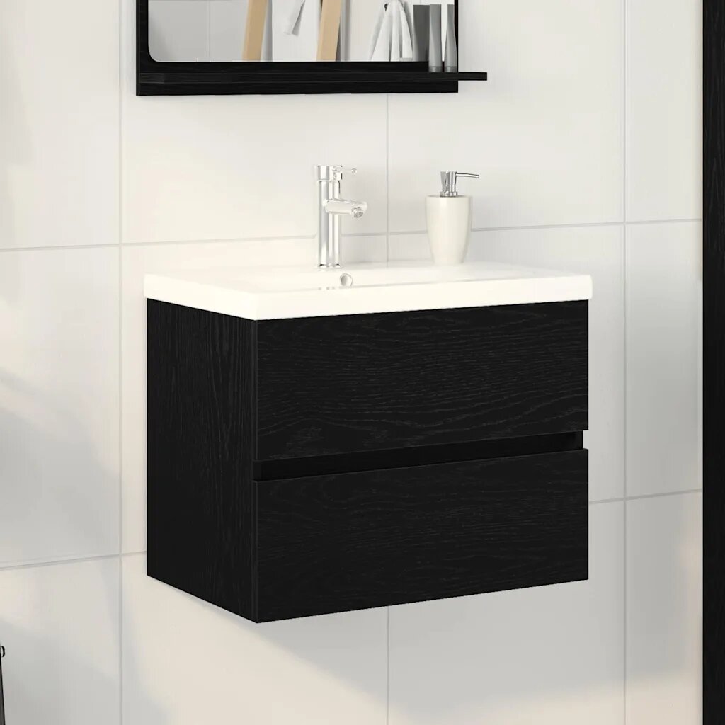 vidaXL Шкаф за мивка в баня Черния дъб 60 x 39 x 62 см