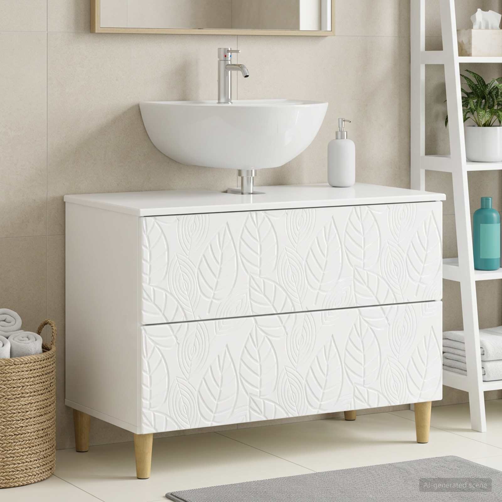 vidaXL Шкаф за мивка в баня DELFT Бял гланц 82 x 41 x 59 см