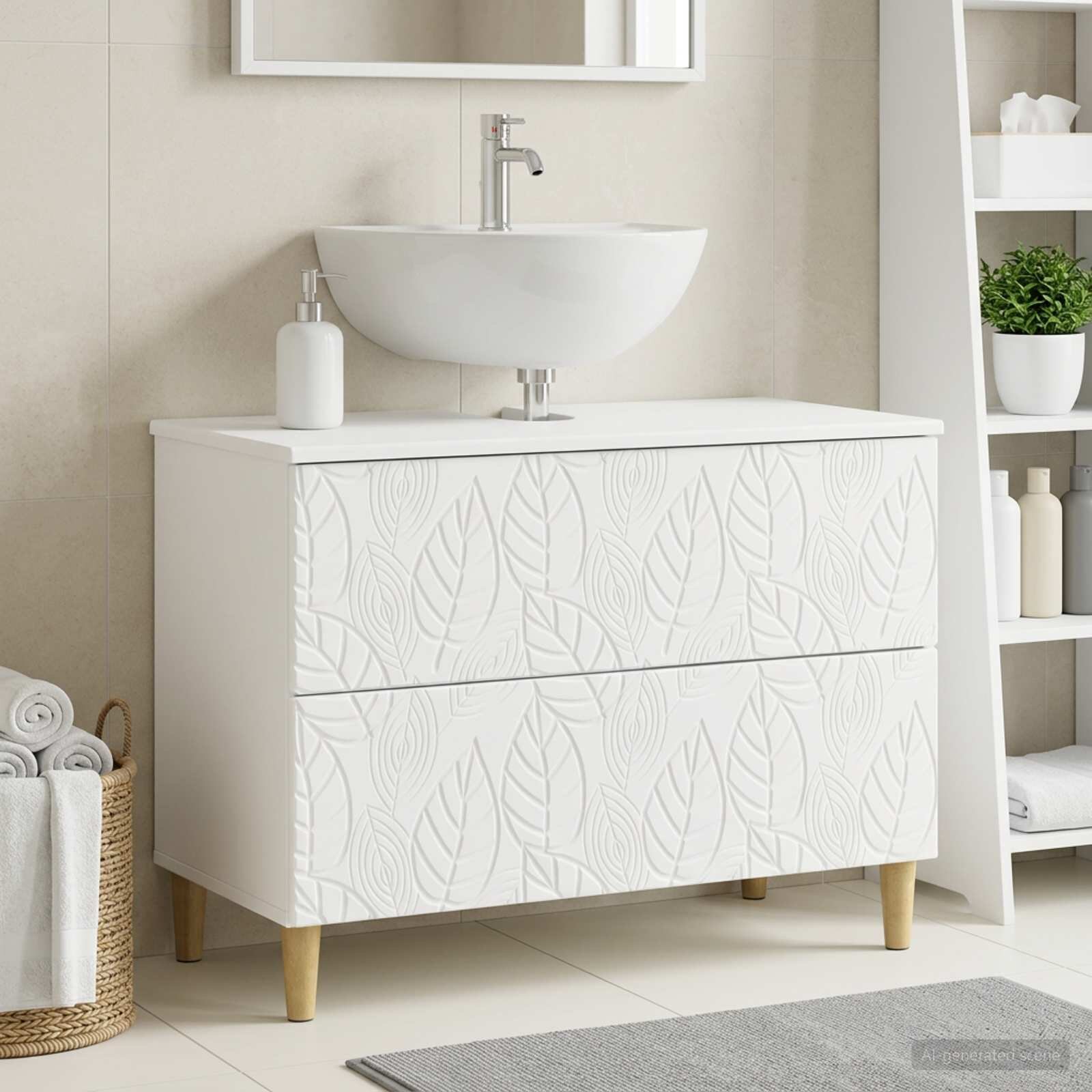 vidaXL Шкаф за мивка в баня DELFT Бяло 82 x 41 x 59 см