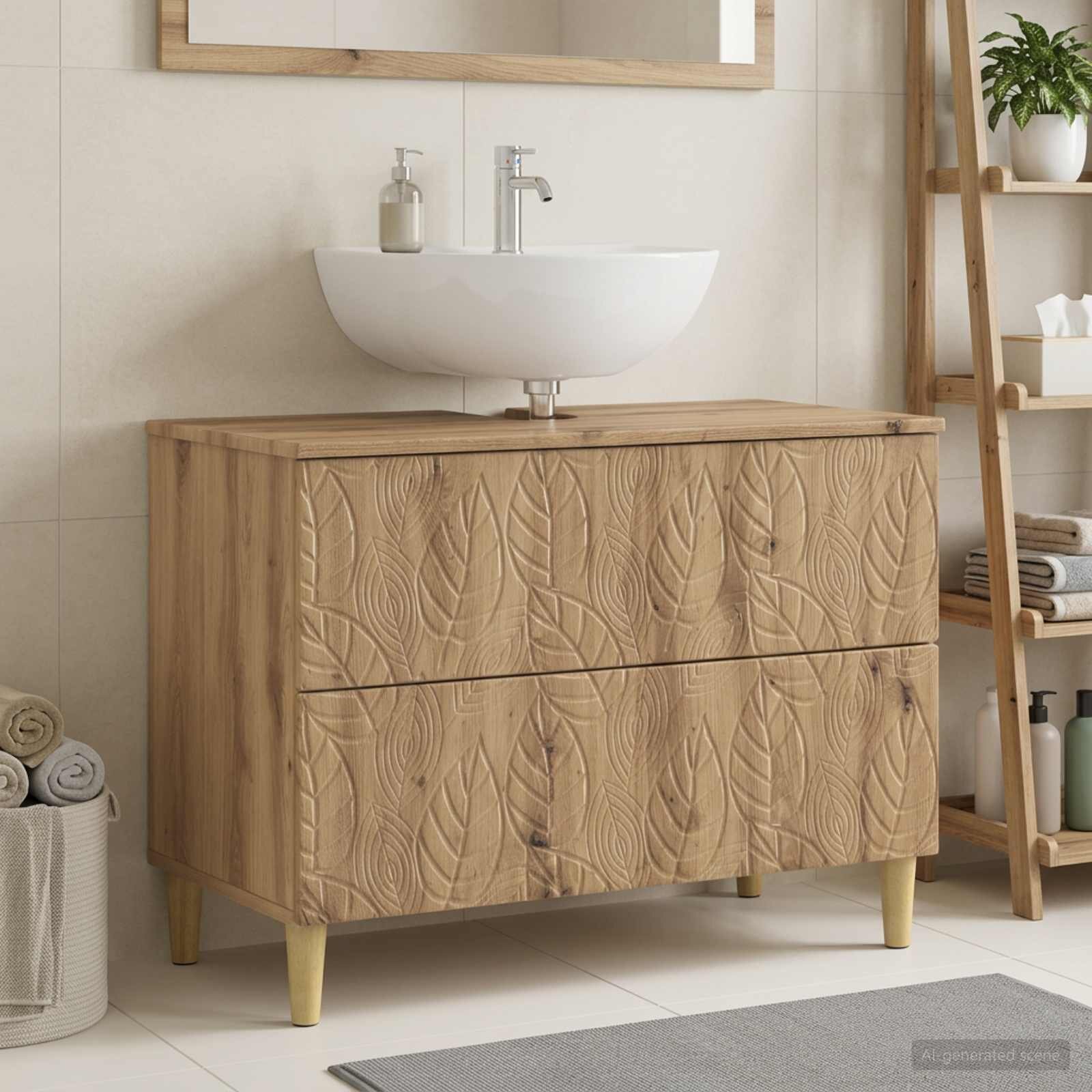 vidaXL Шкаф за мивка в баня DELFT Дъб артизан 82 x 41 x 59 см