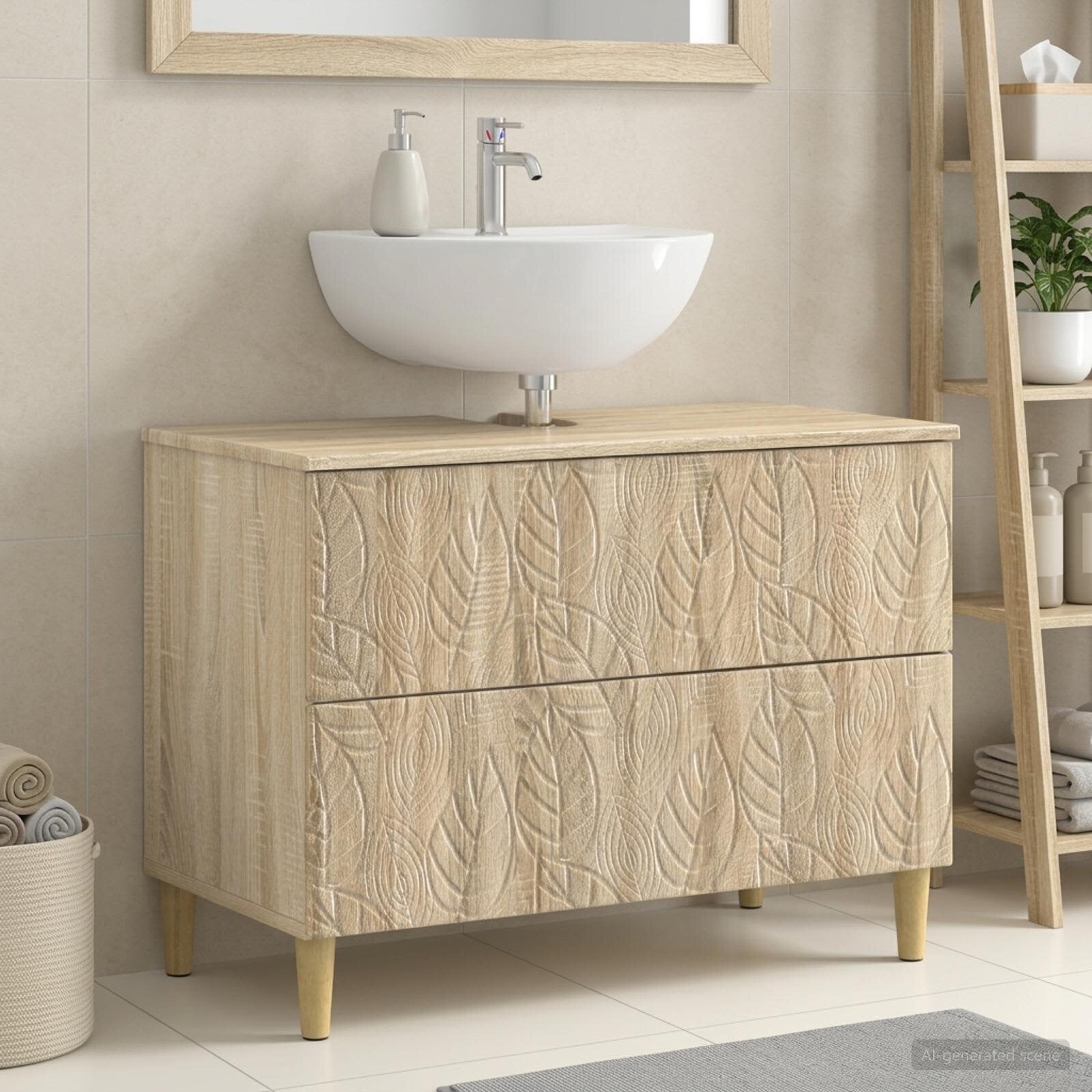 vidaXL Шкаф за мивка в баня DELFT Дъб сонома 82 x 41 x 59 см