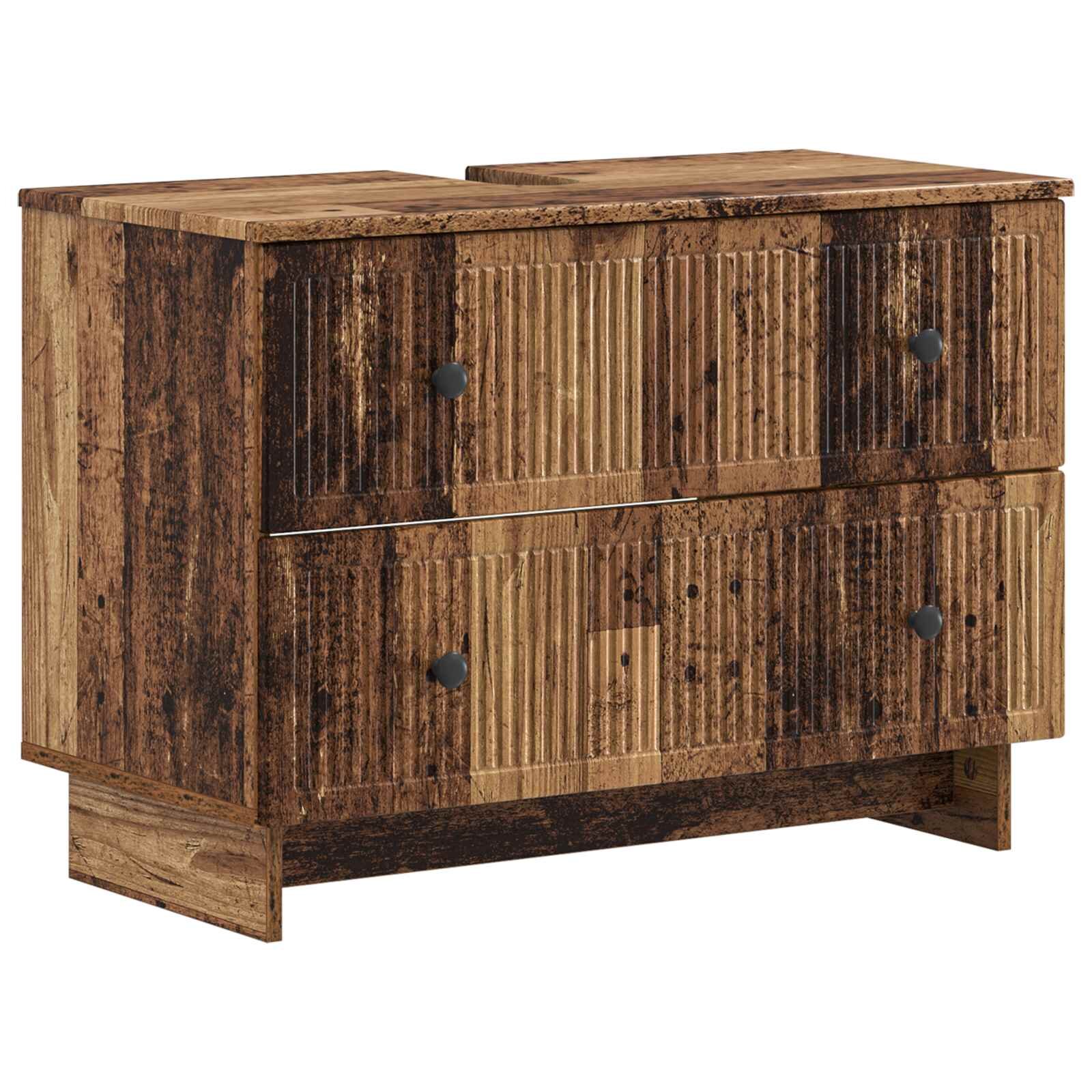 vidaXL Шкаф за мивка в баня EDE Старо дърво 82 x 41 x 59 см