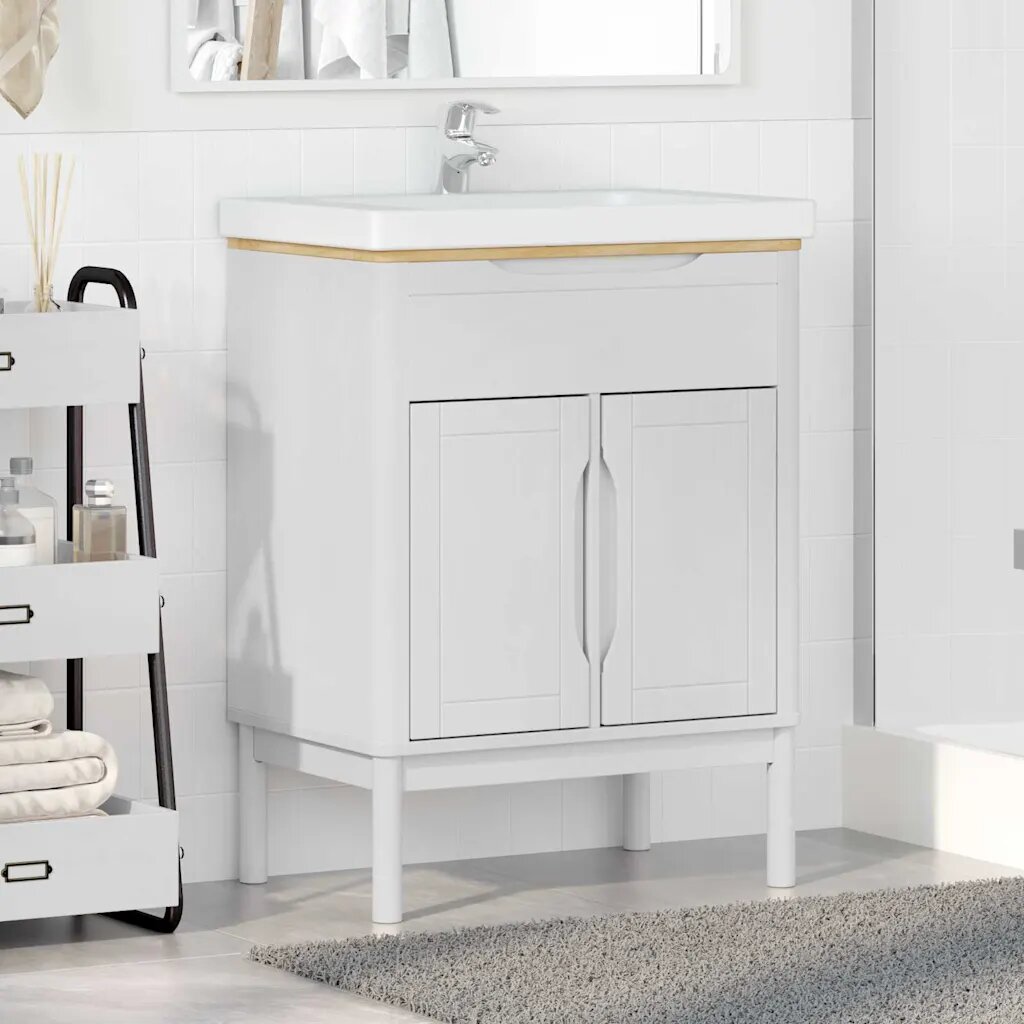 vidaXL Шкаф за мивка в баня FLORO Бяло 60 x 40 x 80 см