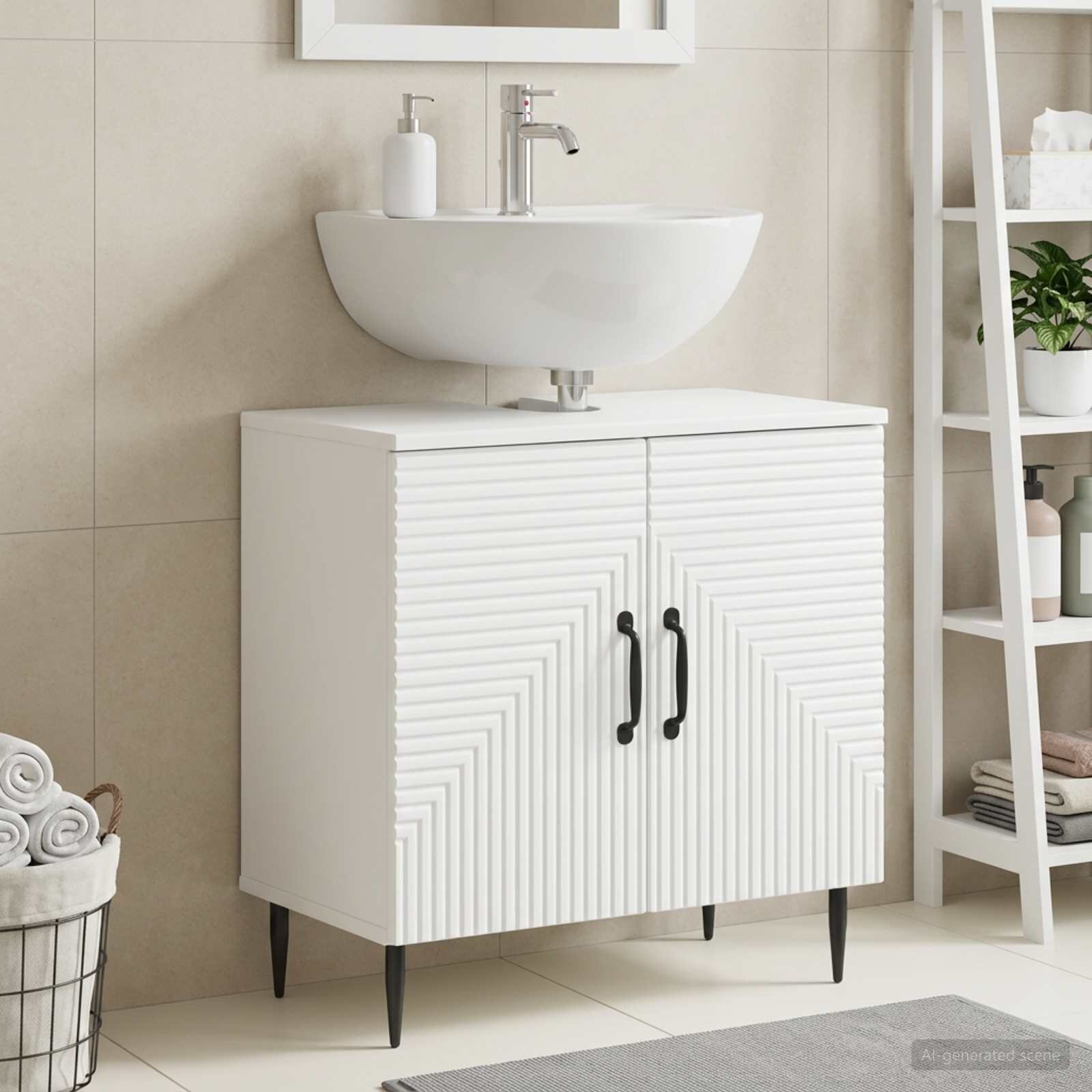 vidaXL Шкаф за мивка в баня HAARLEM Бяло 595 x 315 x 59 см