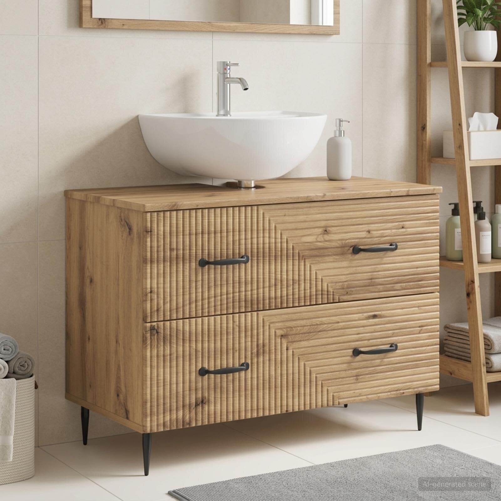 vidaXL Шкаф за мивка в баня HAARLEM Дъб артизан 82 x 41 x 585 см