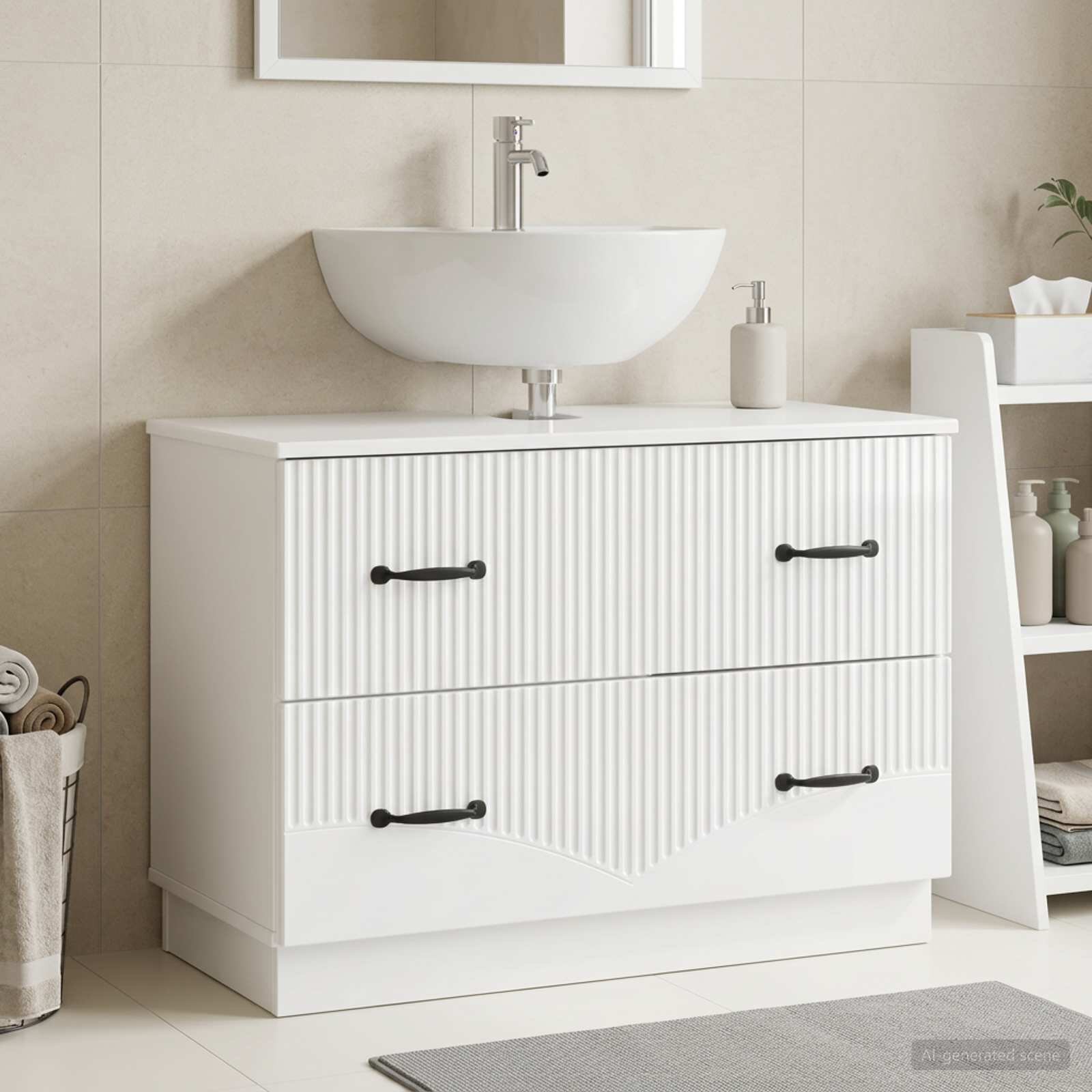 vidaXL Шкаф за мивка в баня HOORN Бял гланц 82 x 41 x 56 см