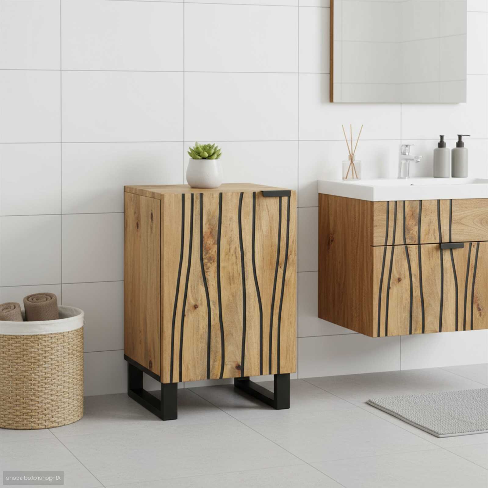 vidaXL Шкаф за мивка в баня Кафяво 38 x 335 x 58 см