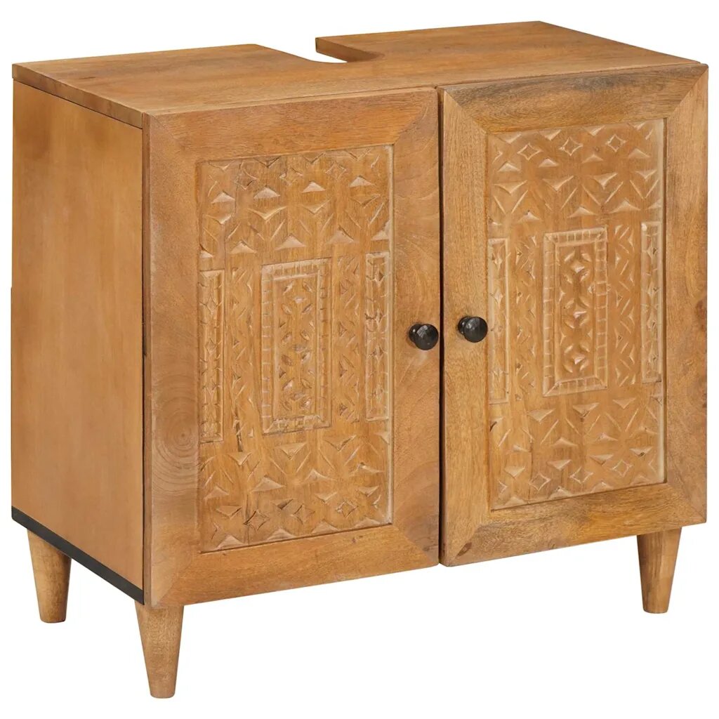 vidaXL Шкаф за мивка в баня Light Brown 62 x 33 x 58 см