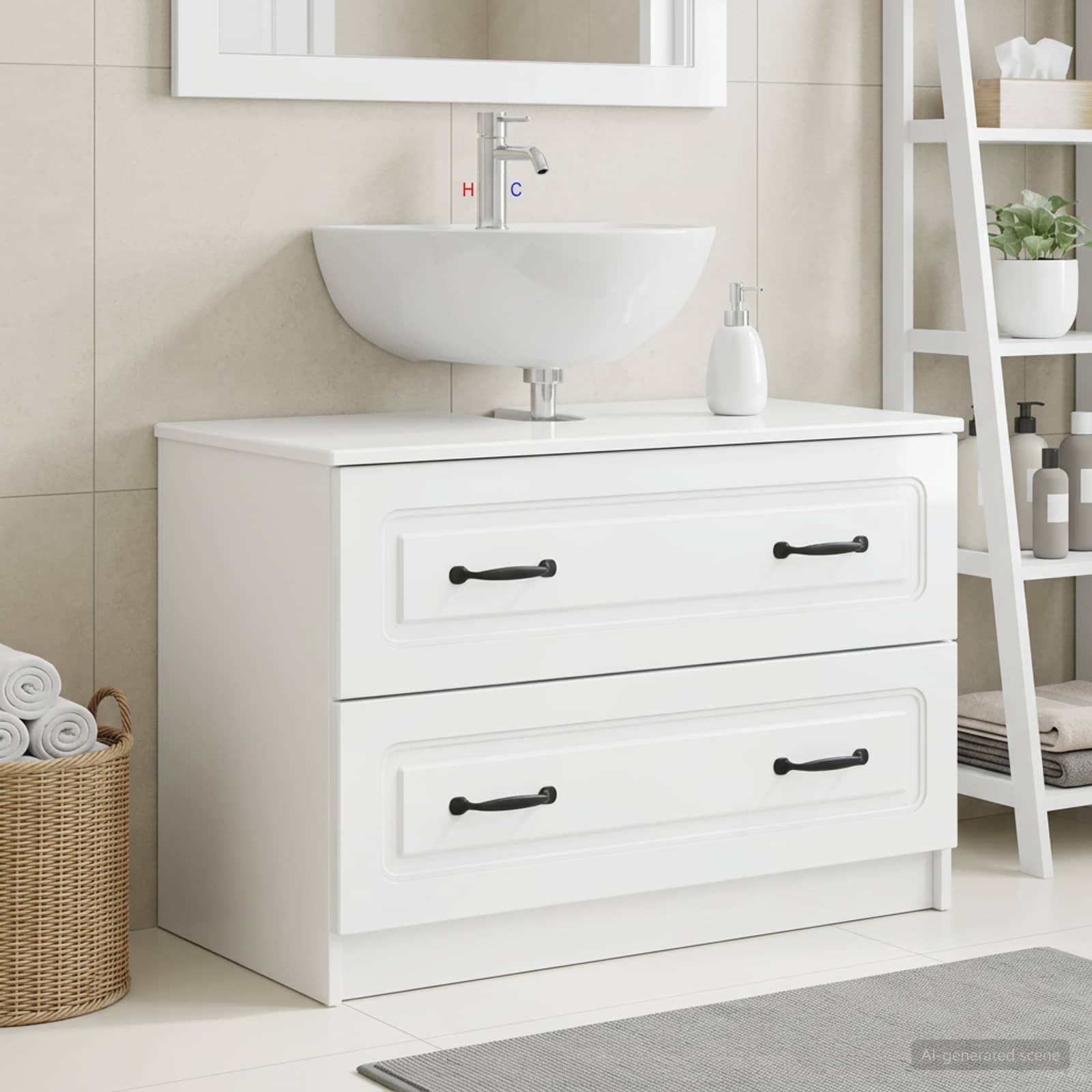 vidaXL Шкаф за мивка в баня UTRECHT Бял гланц 82 x 41 x 56 см