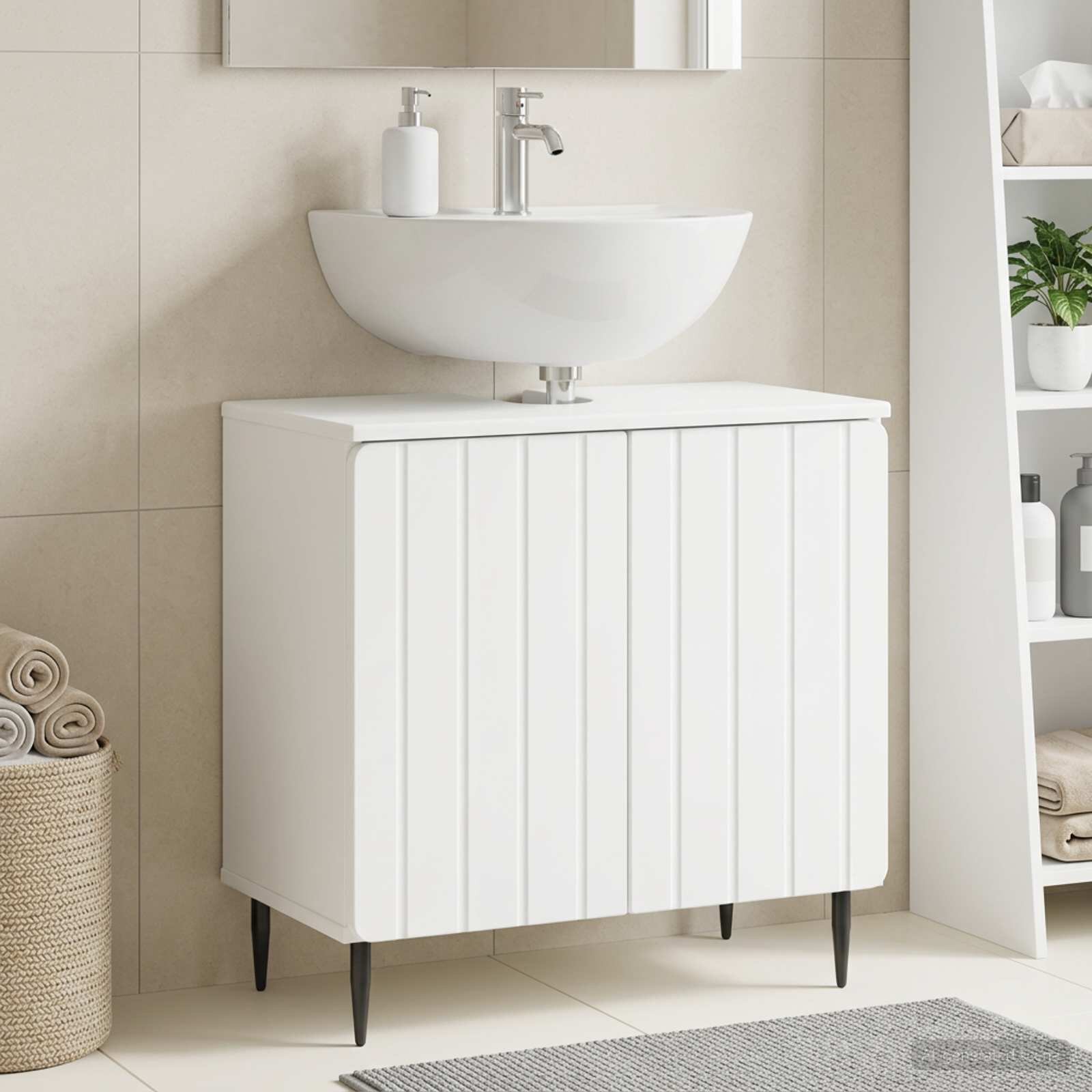 vidaXL Шкаф за мивка в баня ZWOLLE Бяло 595 x 315 x 59 см