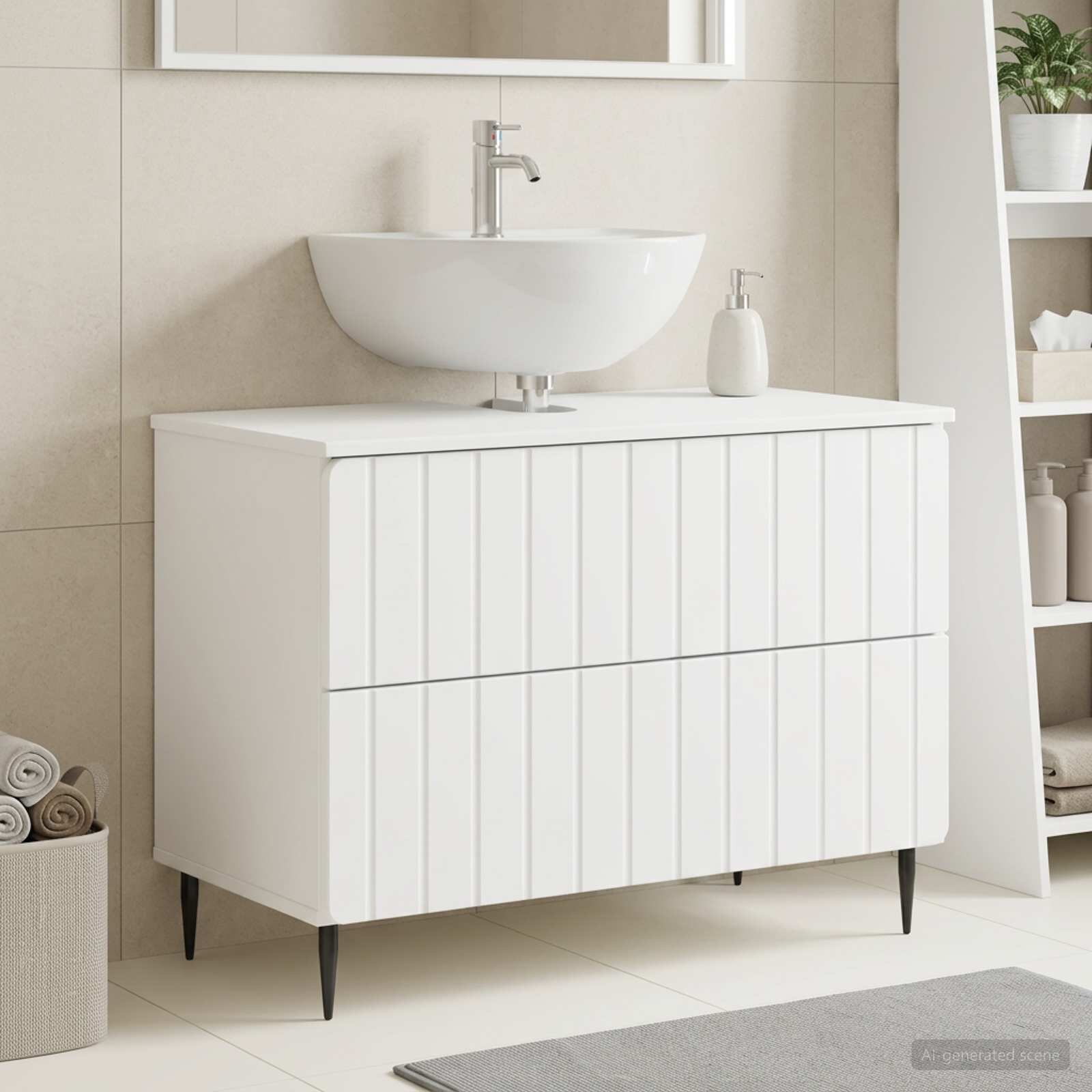 vidaXL Шкаф за мивка в баня ZWOLLE Бяло 82 x 41 x 585 см