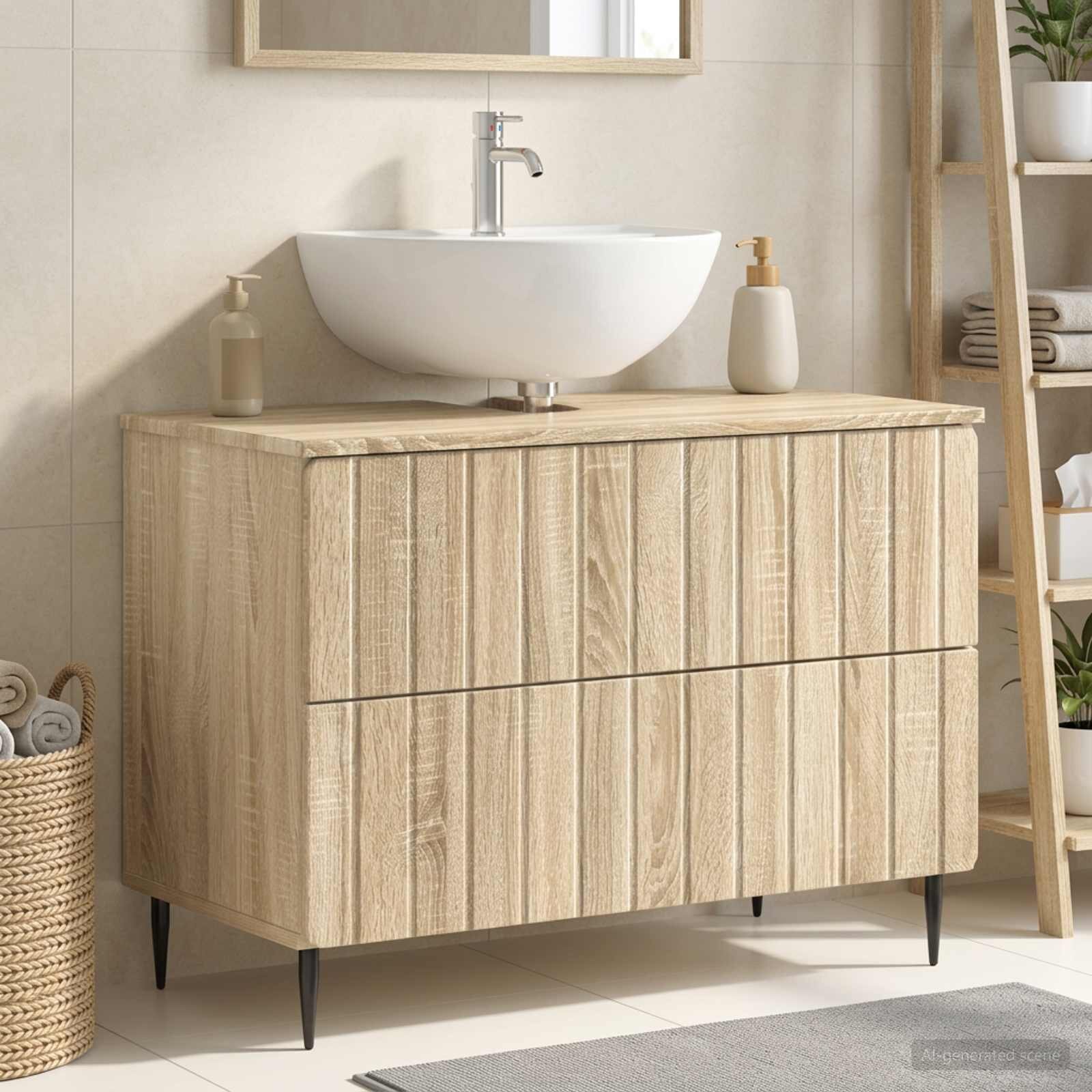vidaXL Шкаф за мивка в баня ZWOLLE Дъб сонома 82 x 41 x 585 см