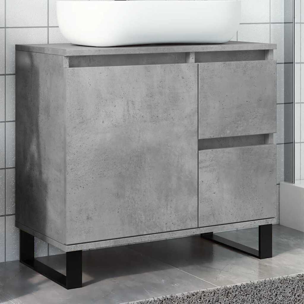 vidaXL Шкаф за мивка за баня бетонно сив 65x33x60см инженерно дърво