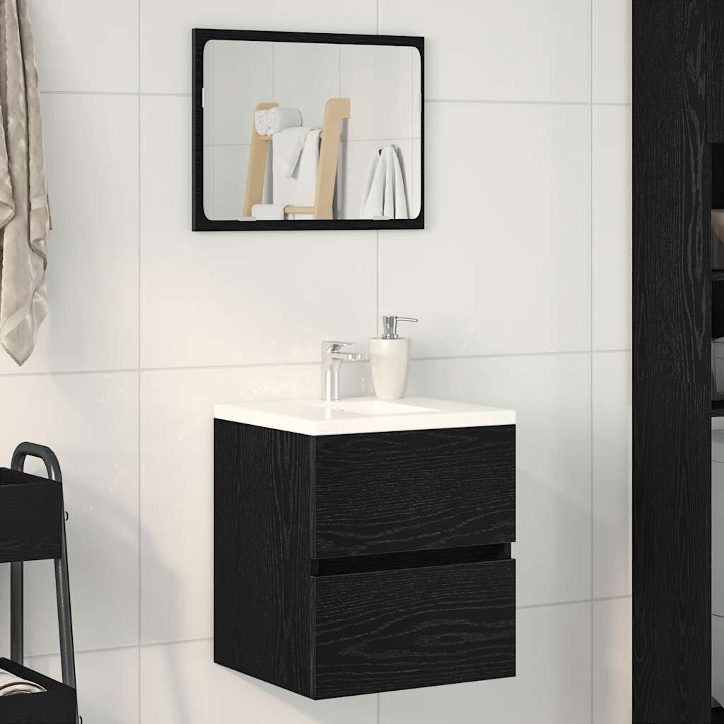 vidaXL Шкаф за мивка за баня черен дъб 41x385x45 см инженерно дърво