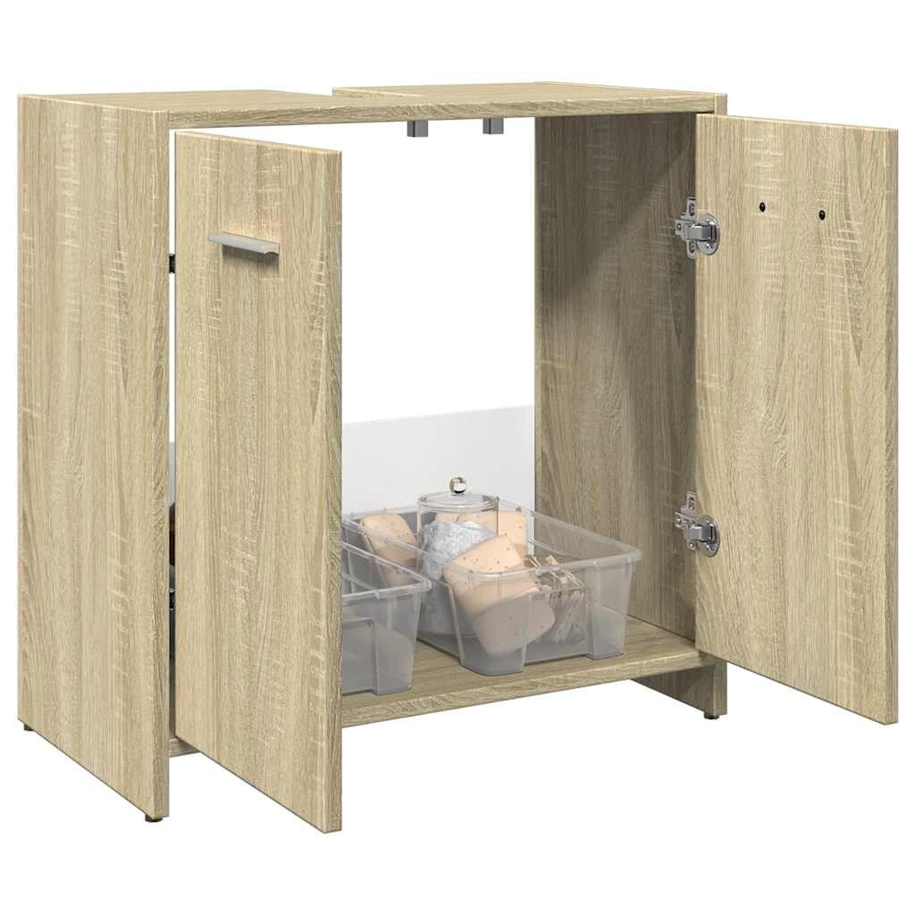vidaXL Шкаф за мивка за баня дъб сонома 60x33x60 см инженерно дърво