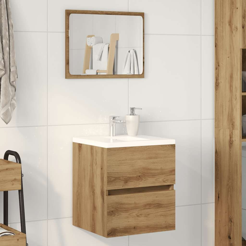 vidaXL Шкаф за мивка за баня дъбов 41x385x45 см инженерно дърво