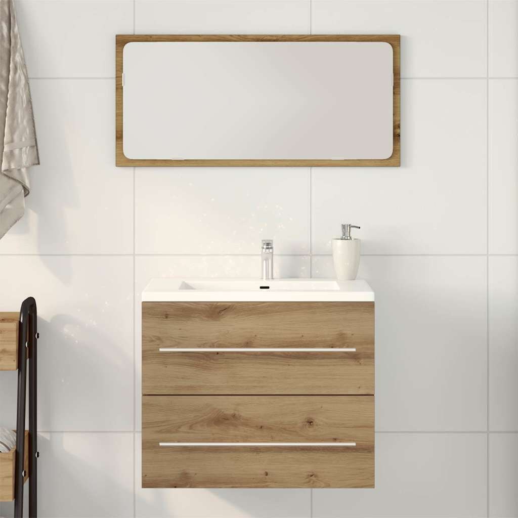 vidaXL Шкаф за мивка за баня дъбов 60x385x48 см инженерно дърво
